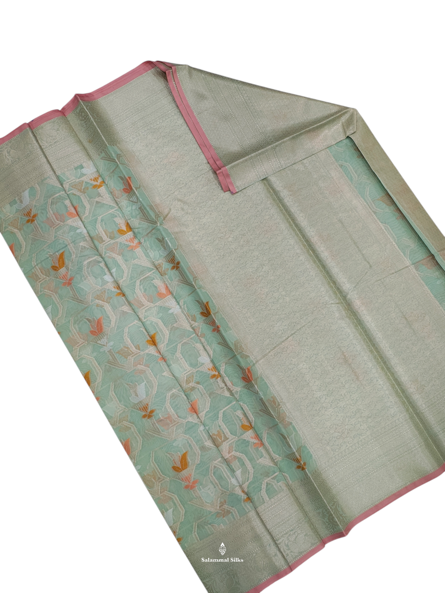 Pista Green Fancy Saree With Grand Blouse