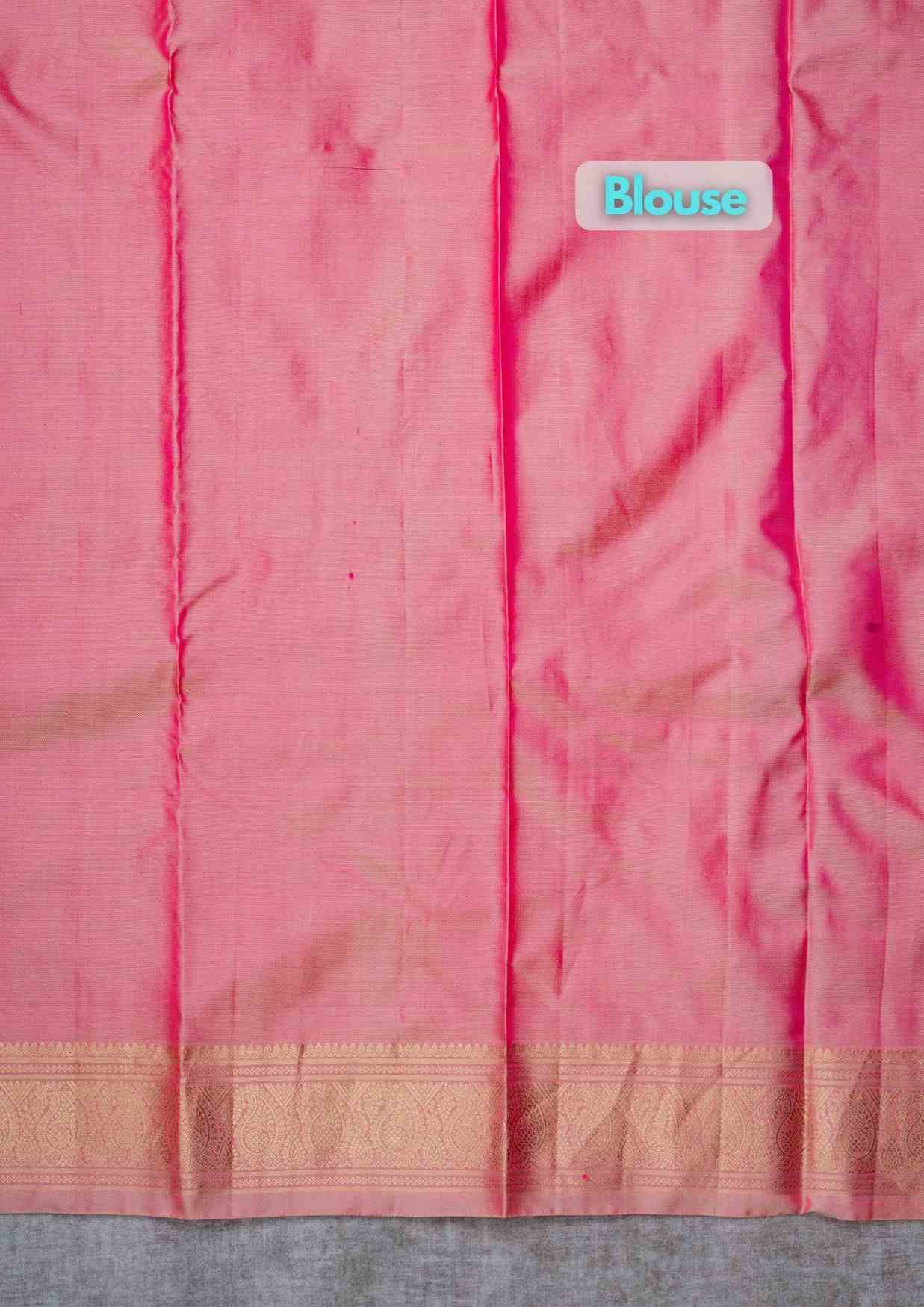Kanjivaram Pure Silk Saree Peach With Gold Zari Border