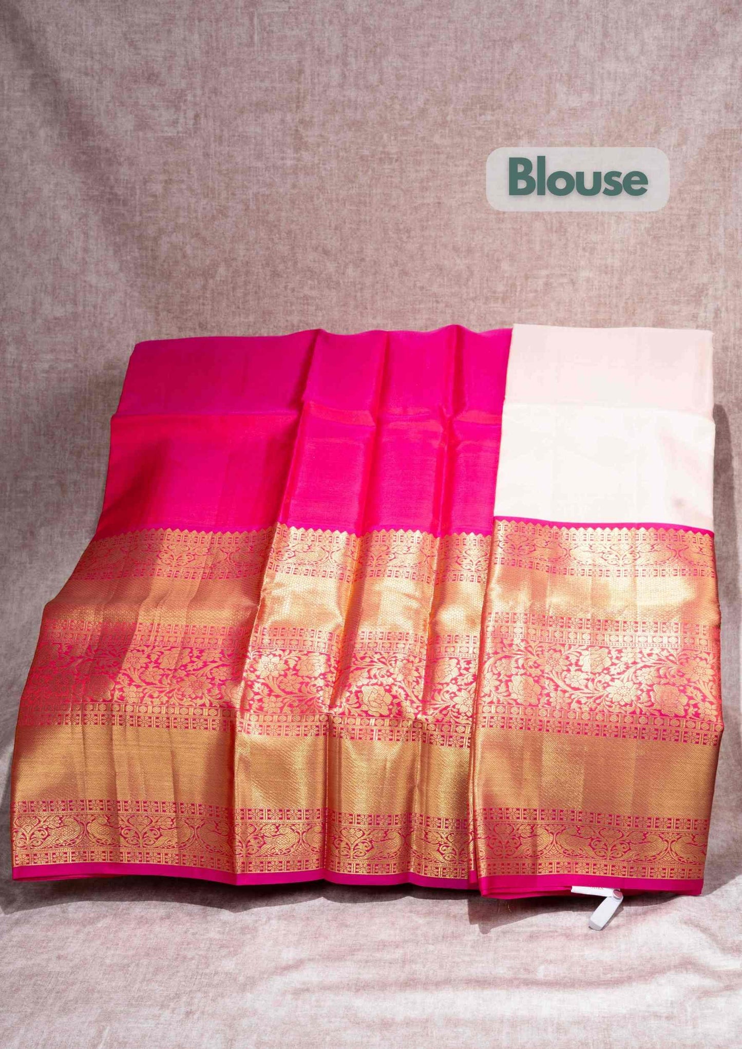 Pure Silk Pattu Pavadai ( Sandal ) With Pink Blouse 44"