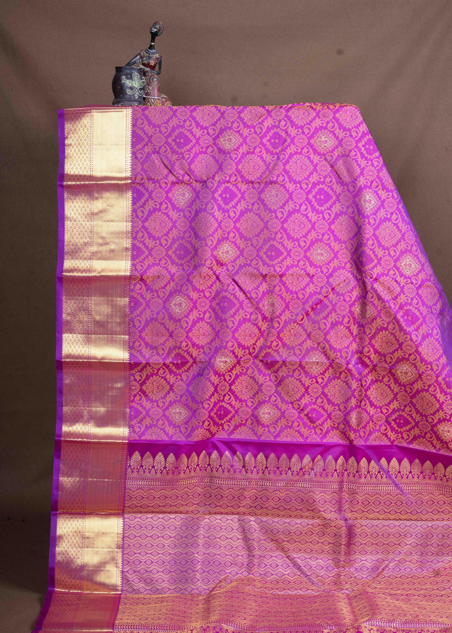 Kanjivaram Purple Pure Silk Jacquard Saree With Purple Blouse