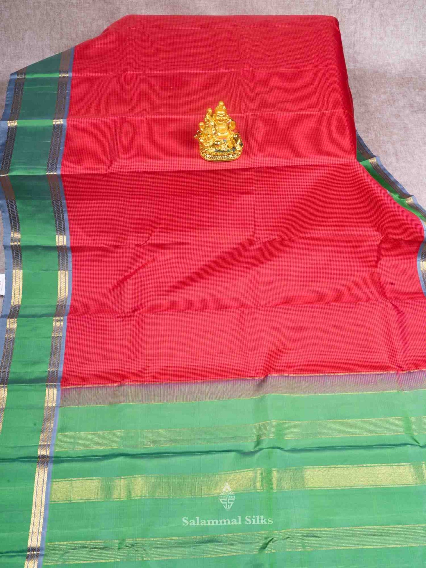 Pink & yellow Color Petty Checks Kanjivaram Pure Silk Saree with Dual Tone Green Blouse