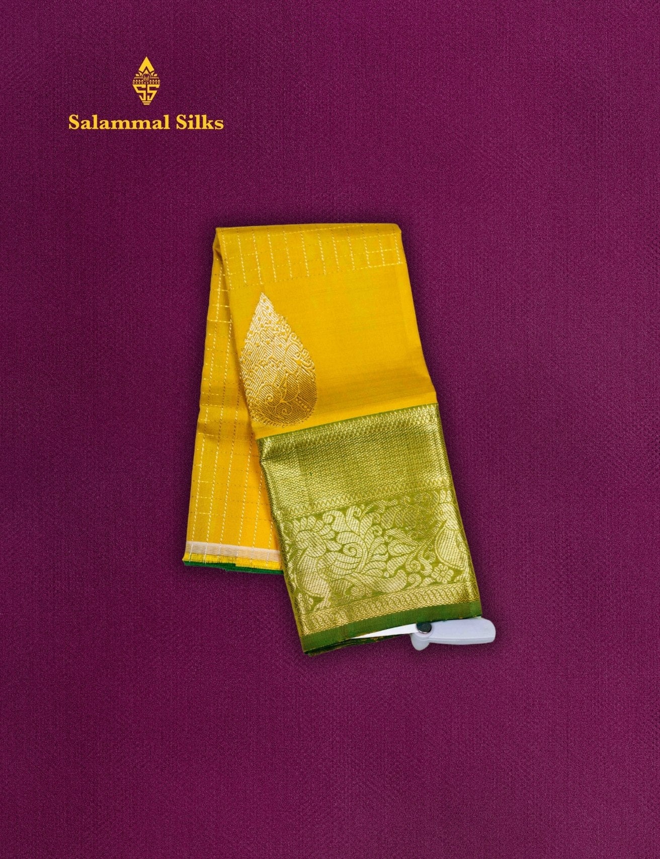Pure Silk Pattu Pavadai (Lemon Yellow) With Green Blouse 18"