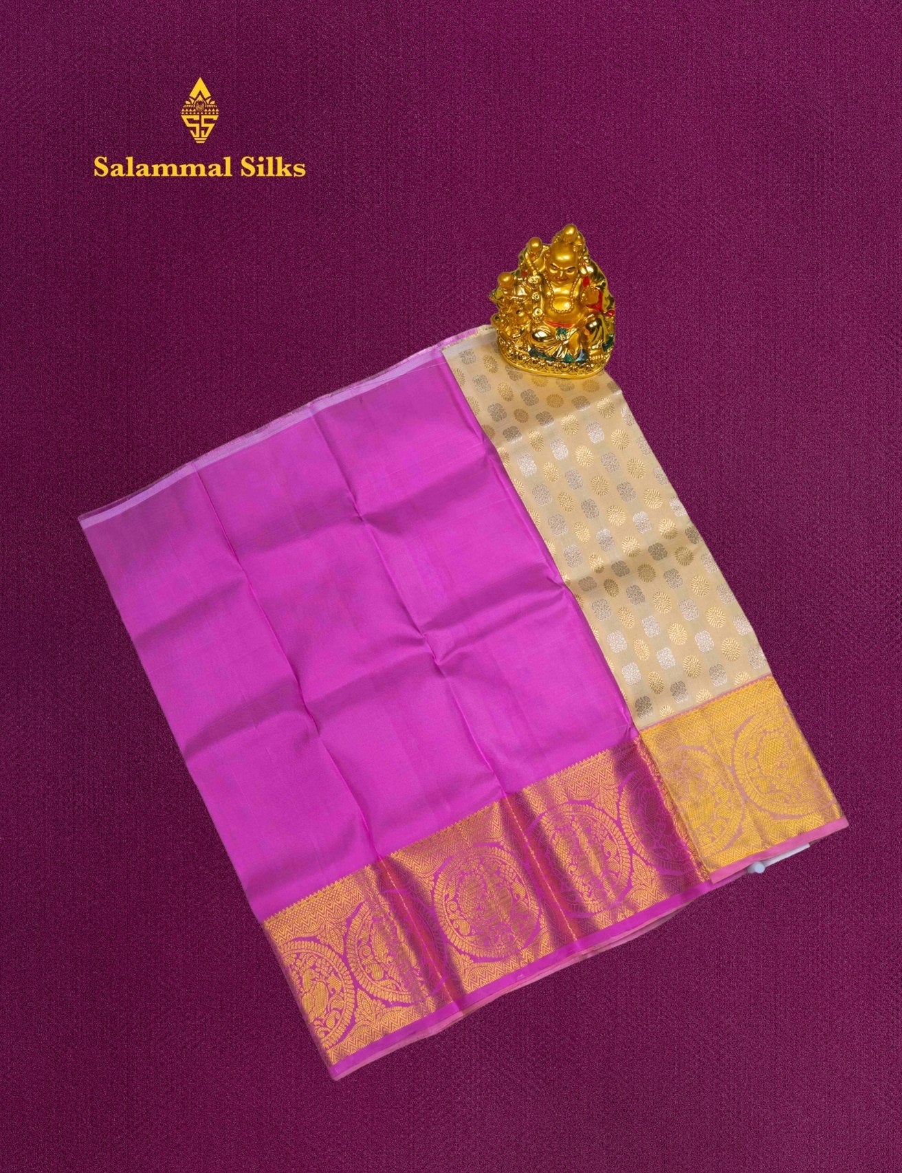 Pure Silk Pattu Pavadai (Cream Sandal ) With Baby Pink Blouse 18"