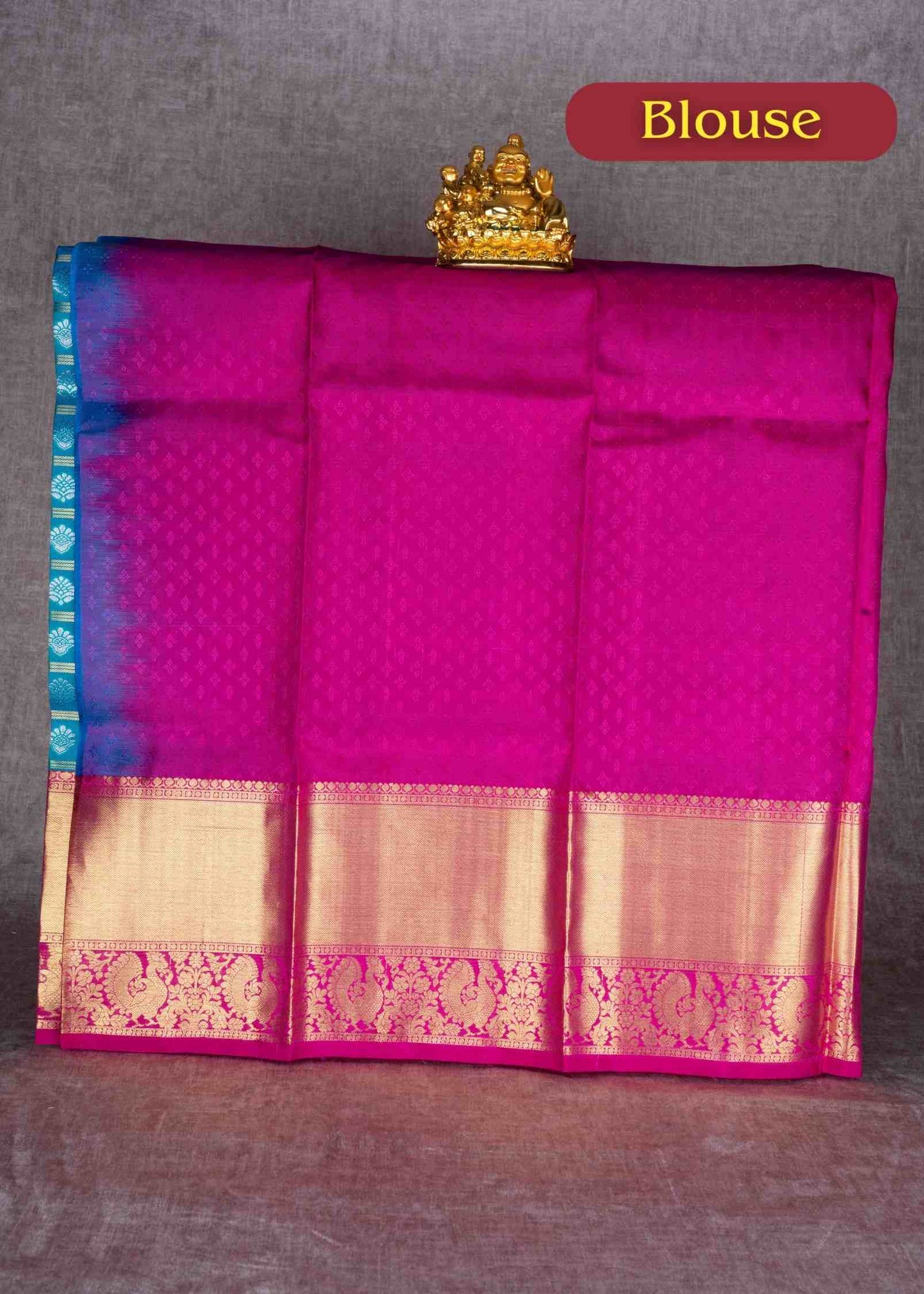 Pure Silk Pattu Pavadai (Peacock Blue) With Pink Blouse 36"