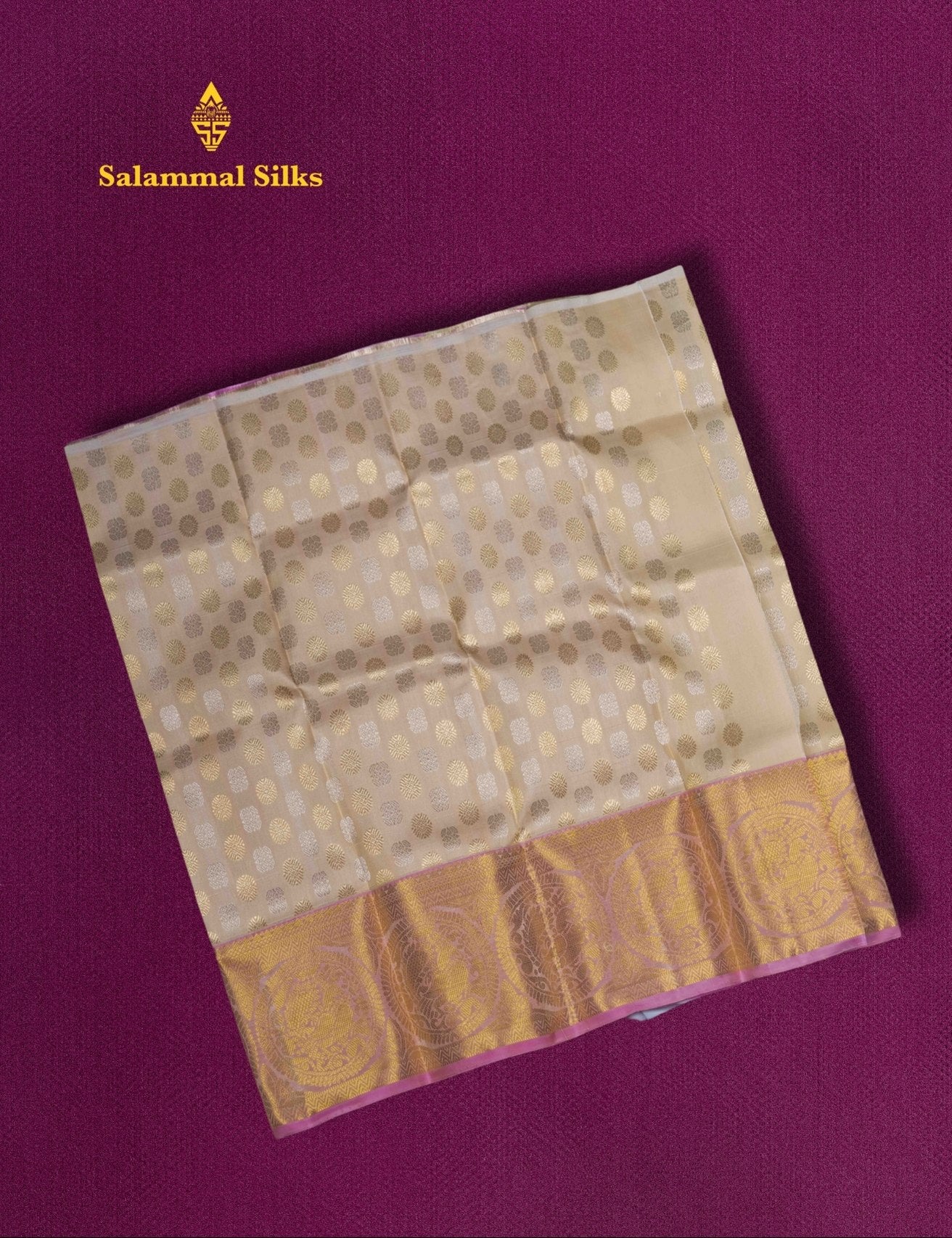 Pure Silk Pattu Pavadai (Cream Sandal ) With Baby Pink Blouse 18"