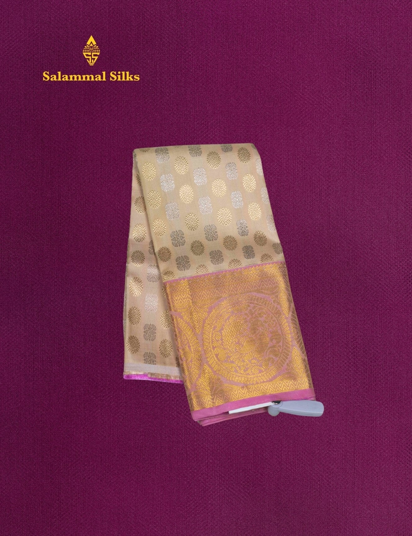 Pure Silk Pattu Pavadai (Cream Sandal ) With Baby Pink Blouse 18"