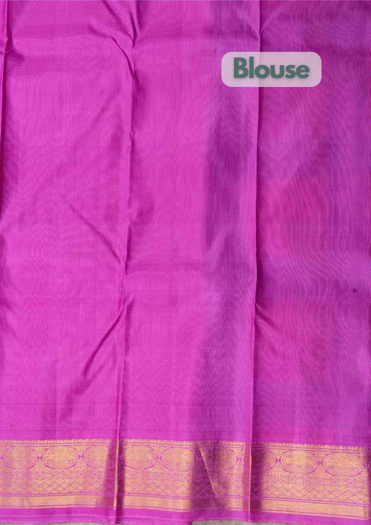 Kanjivaram Pure Silk Saree Traditional Paalum Pazhamum Checks With Plain Pink Blouse