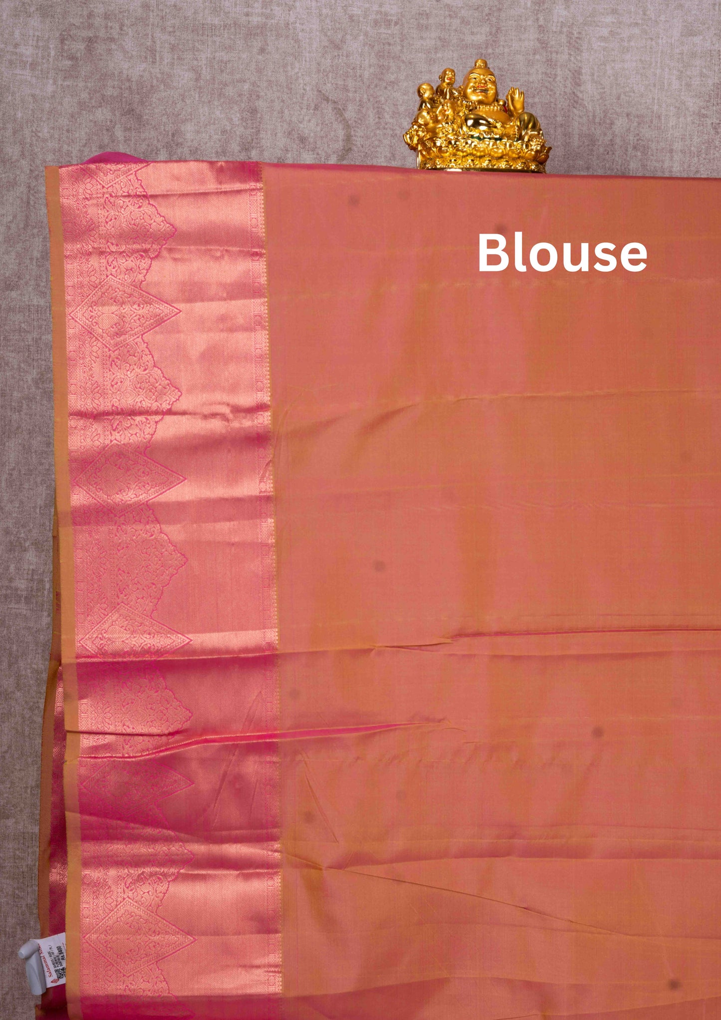 Pink Grand Puremix Silk Saree With Olive Mustard Yellow Blouse