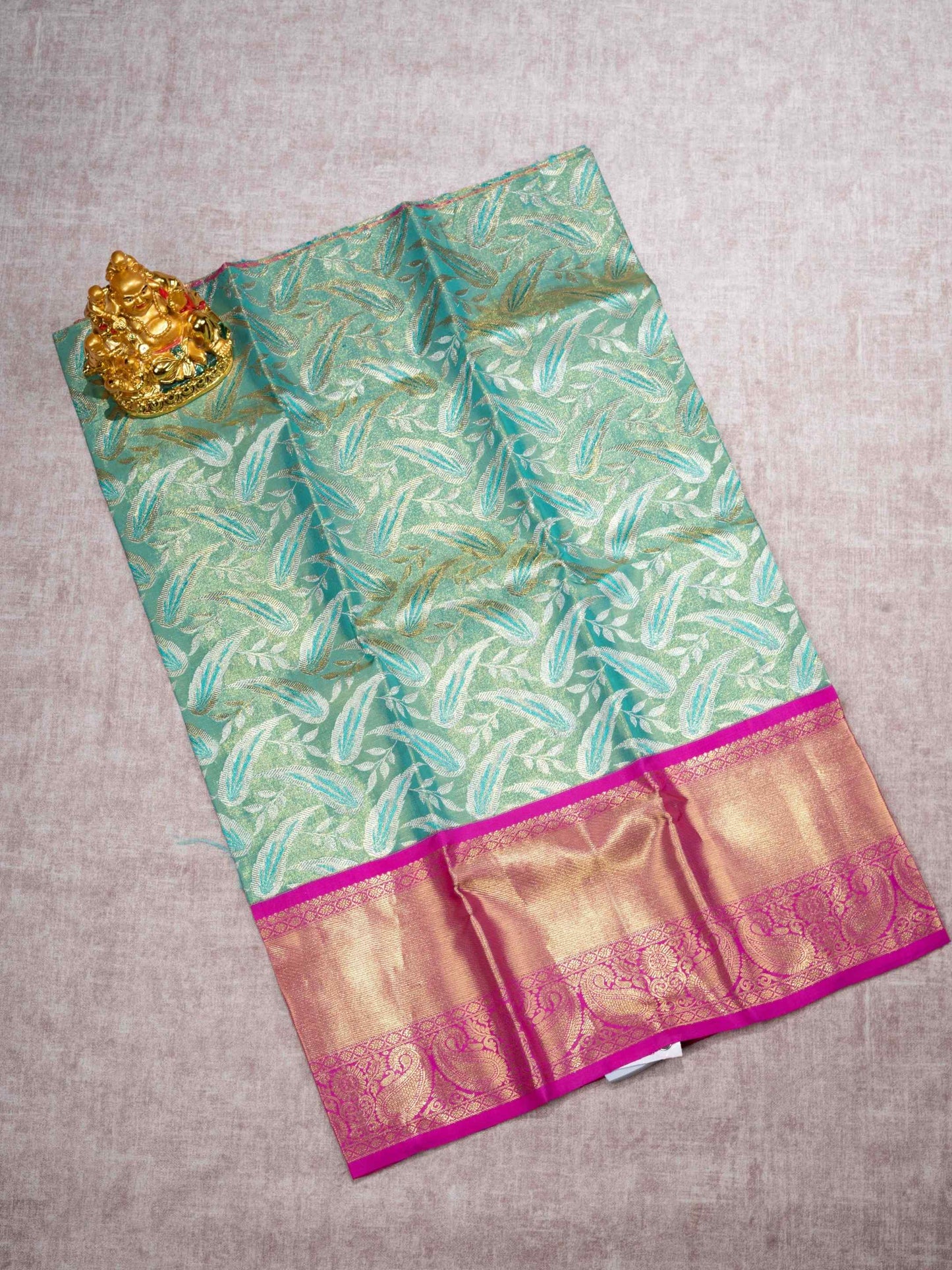 Pure Silk Pattu Pavadai (Neon Green) With Pink Blouse 27"