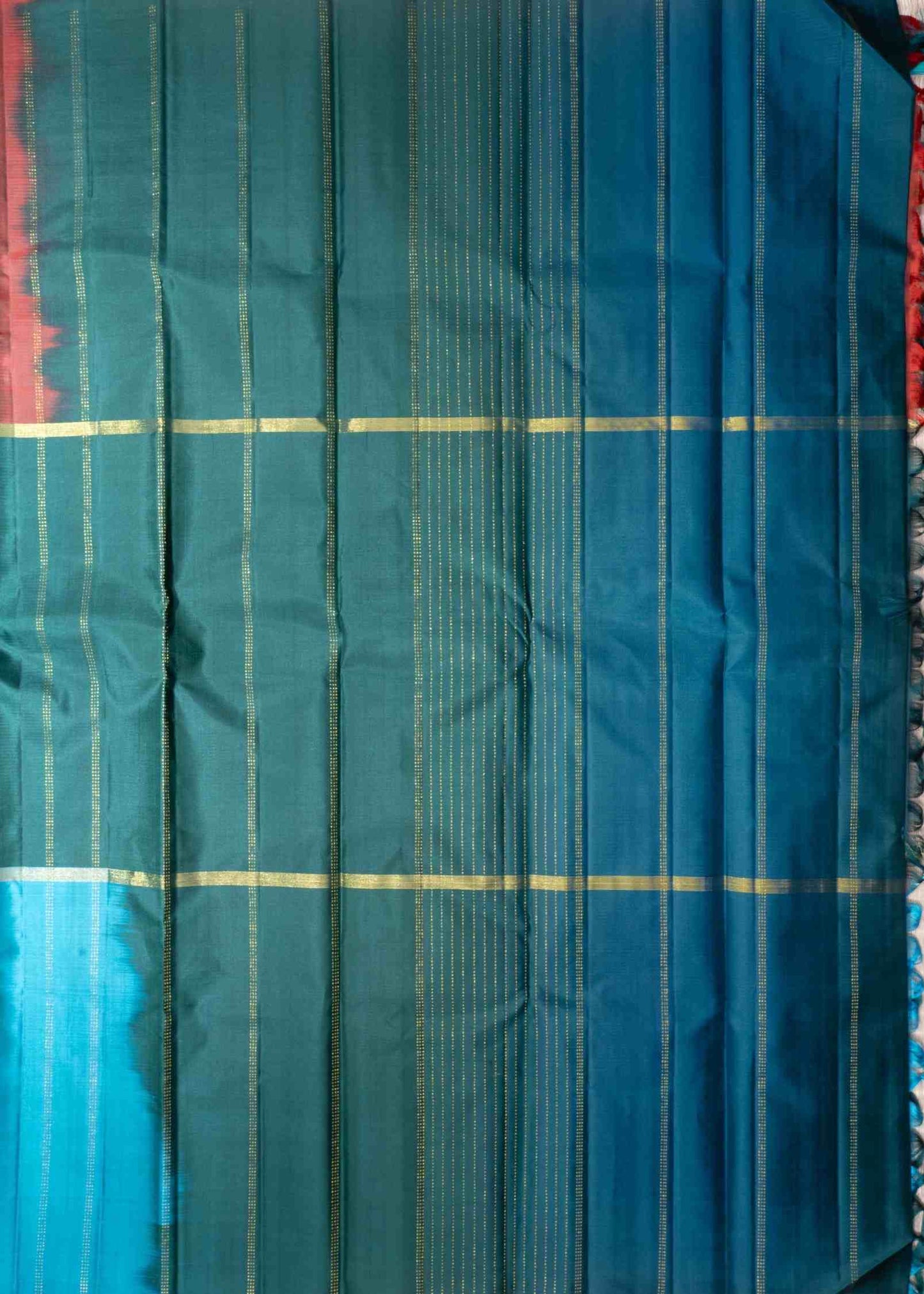 Kanjivaram Pure Silk Three Colour Saree With Blouse
