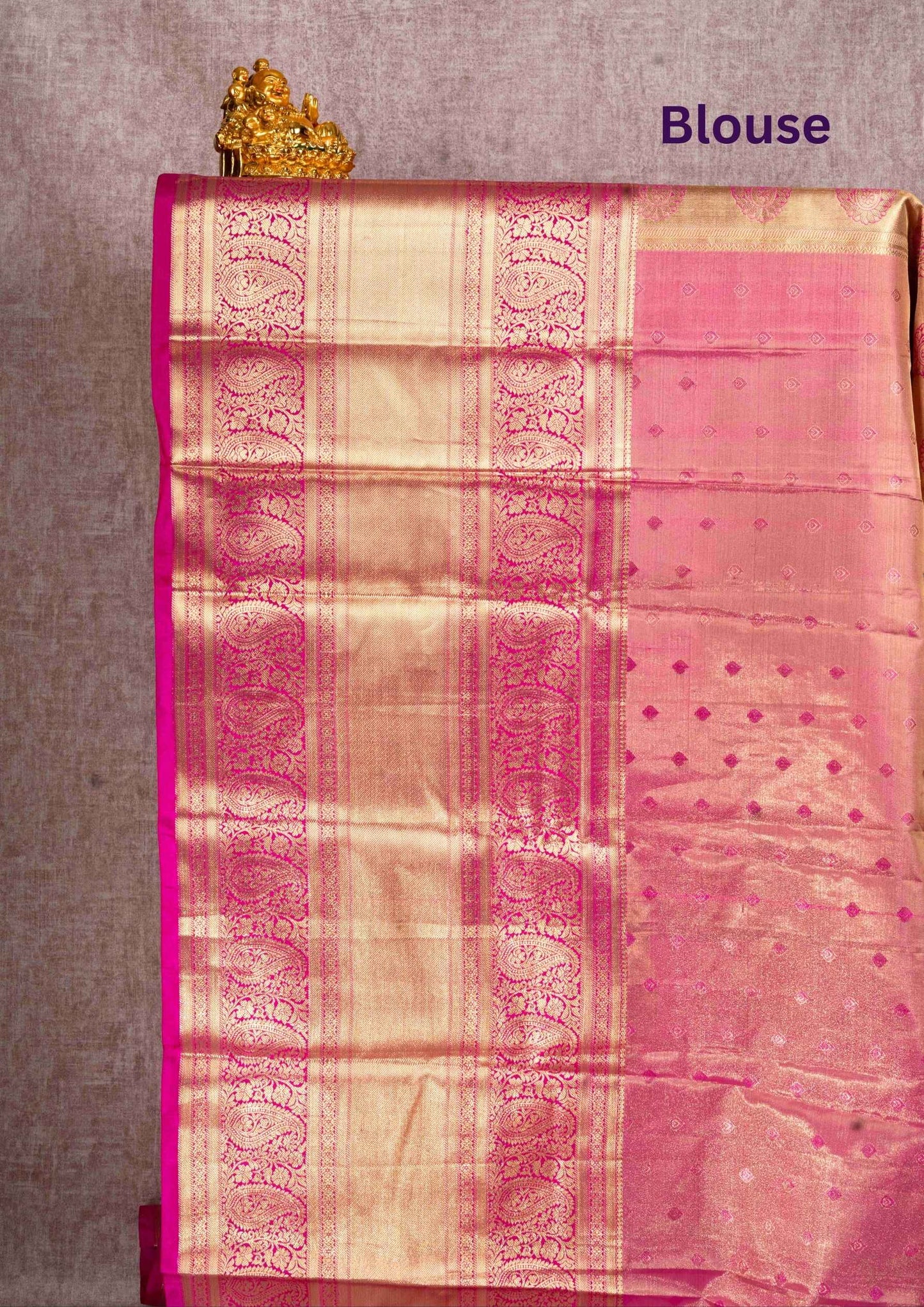 Pink Tissue Grand Puremix Silk Saree With Pink Blouse