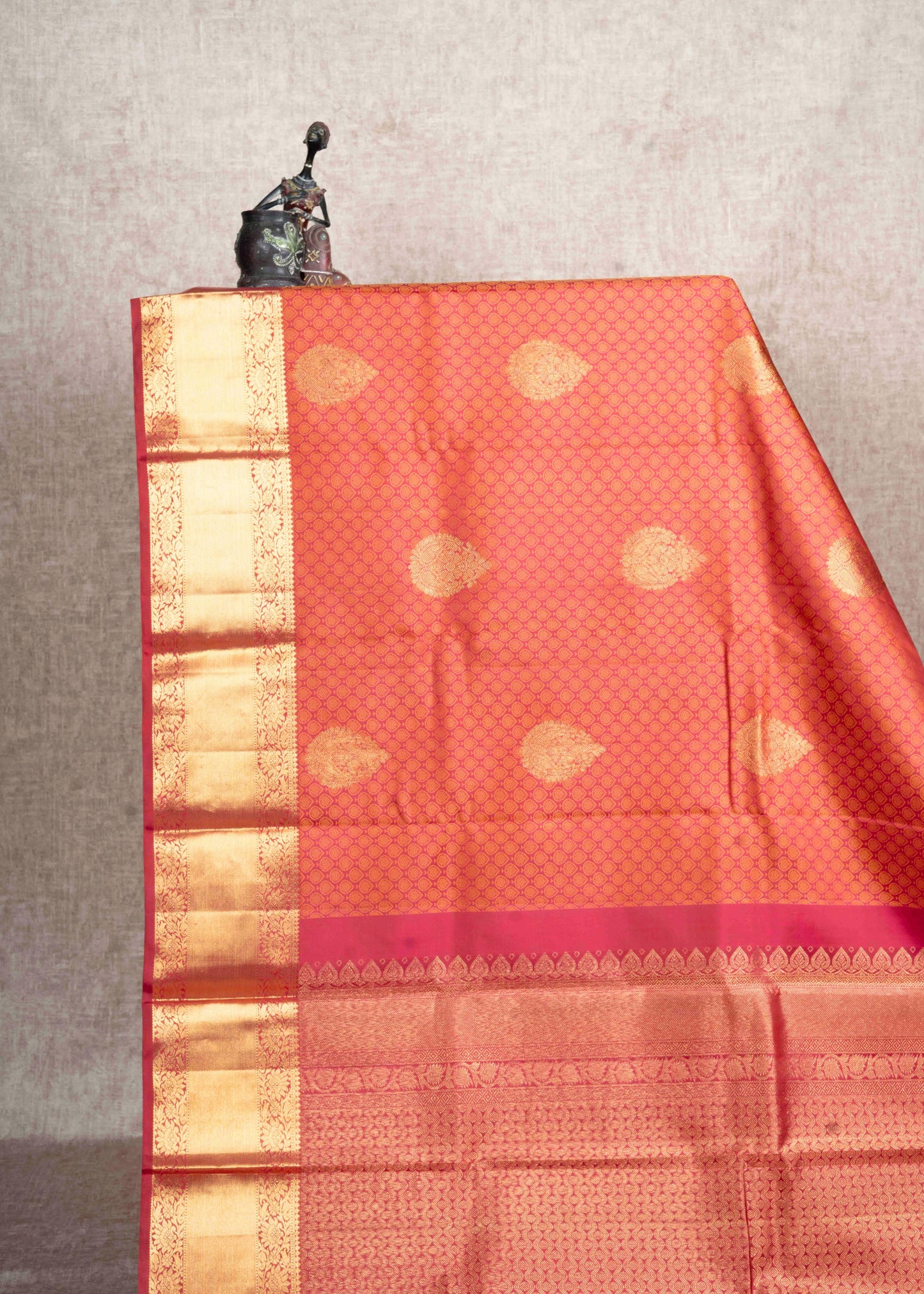 Kanjivaram Maroon Pure Silk Jacquard Saree With Maroon  Blouse