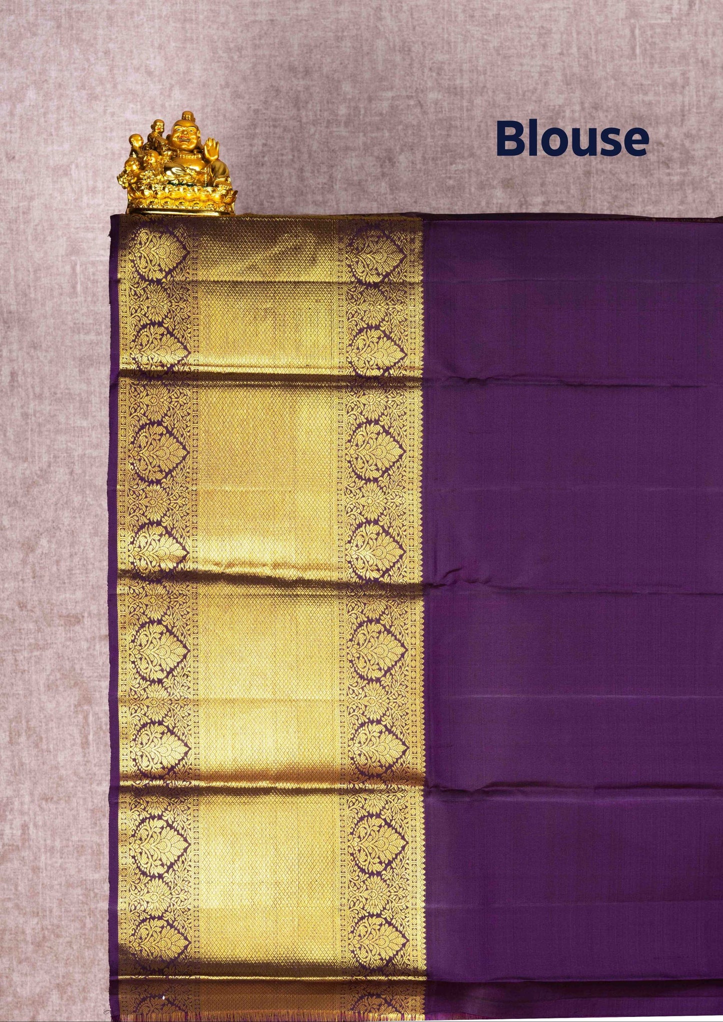 Kanjivaram Pure Silk Saree Violet With Long Gold Zari Border