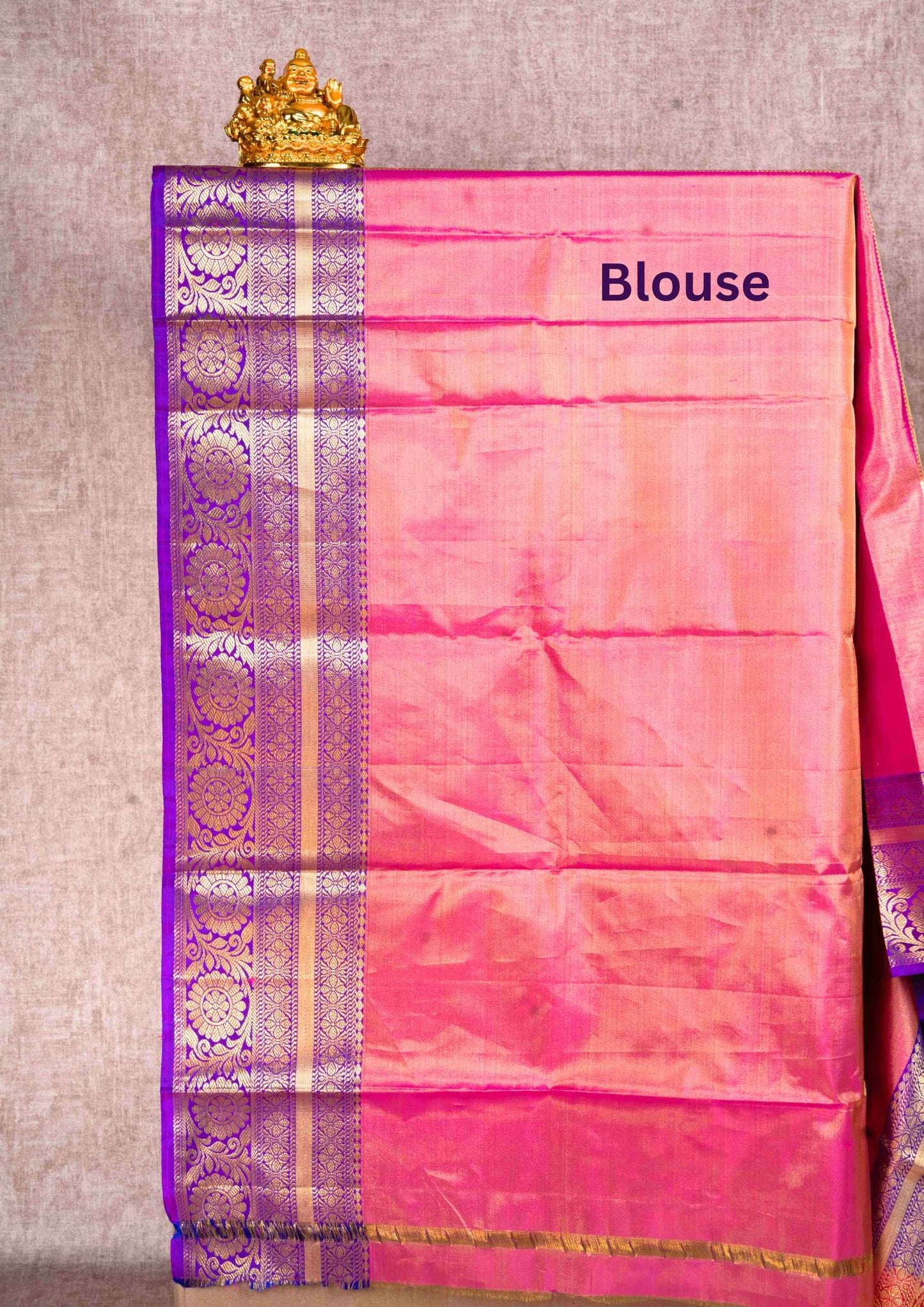 Pink Tissue Grand Puremix Silk Saree With Violet Border