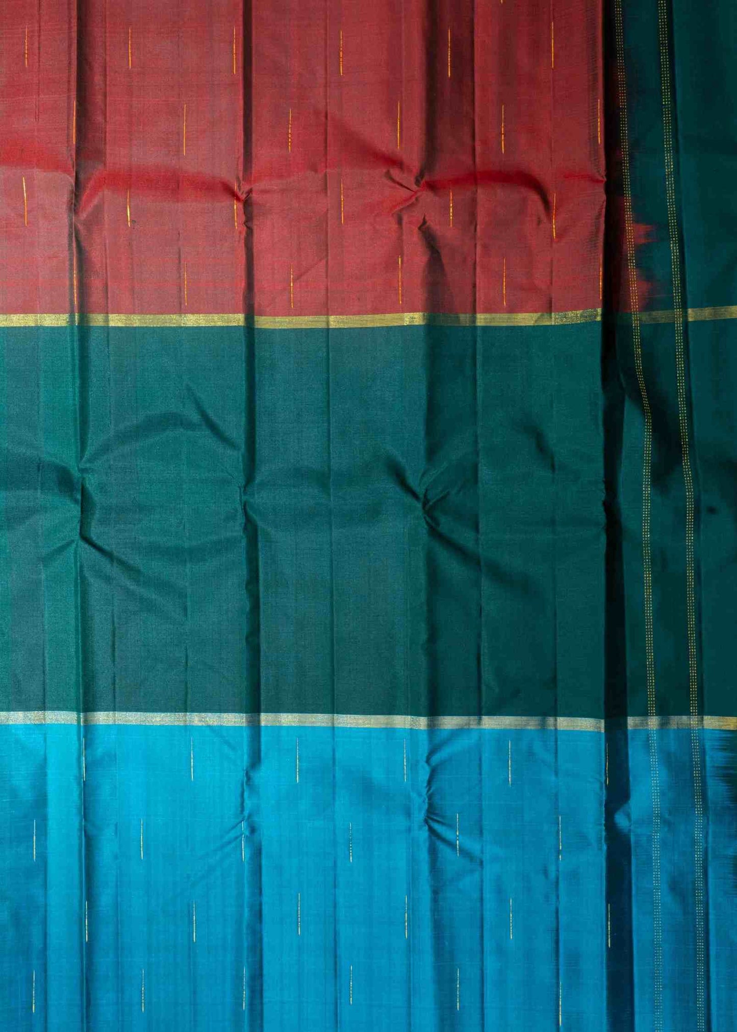 Kanjivaram Pure Silk Three Colour Saree With Blouse