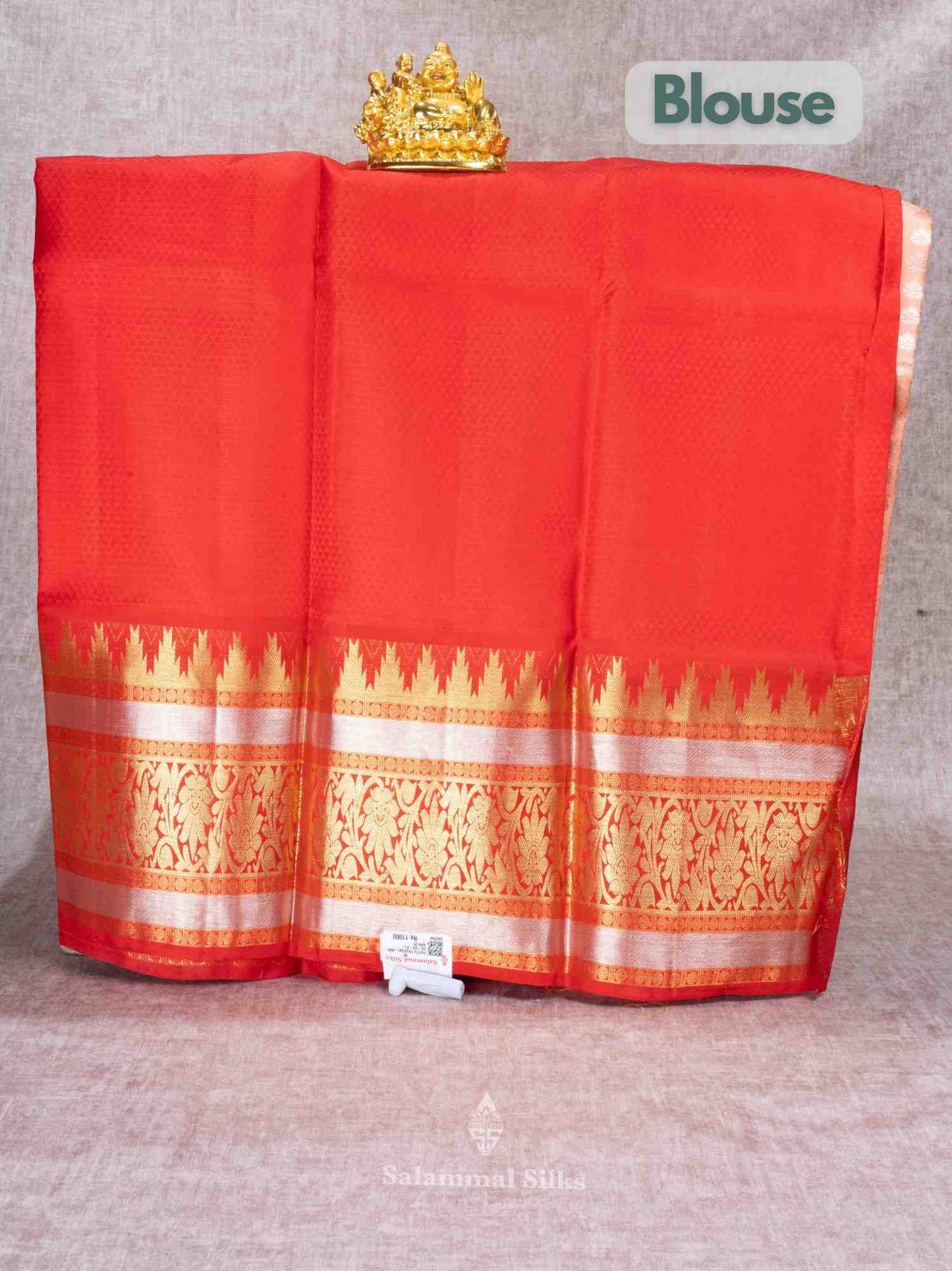 Pure Silk Pattu Pavadai (Peach ) With Red Blouse 36"