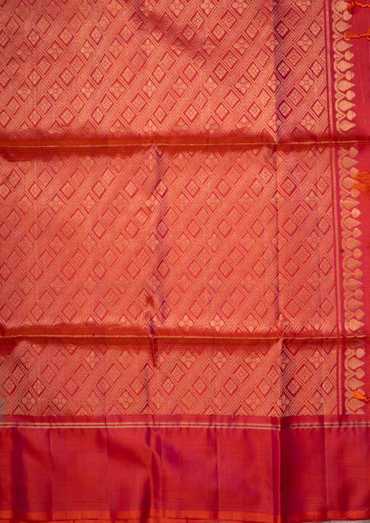 Yellow Green Soft Silk Saree With Pinkish Orange Border