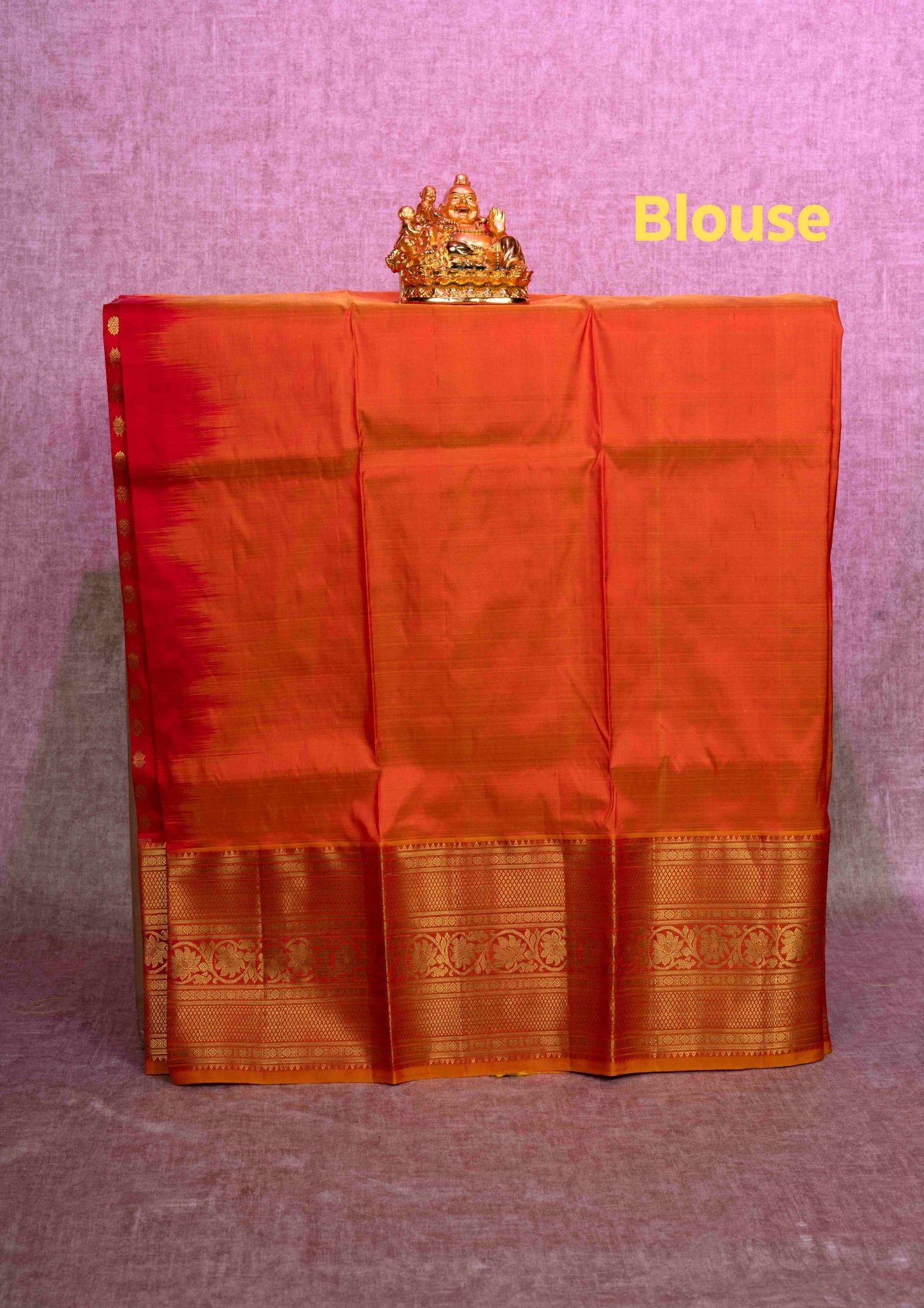 Pure Silk Pattu Pavadai (Red) With Mustard Yellow Blouse 36"