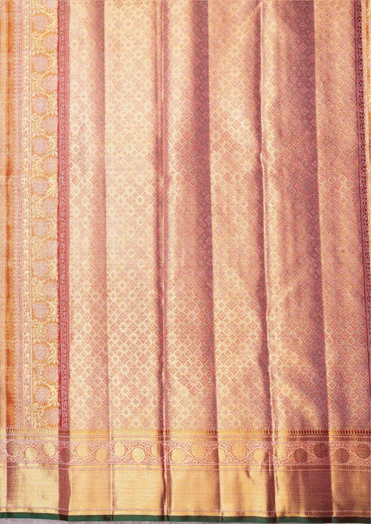 Kanjivaram Tomato Red Colour 2G Zari Pure Silk Saree With Self Border