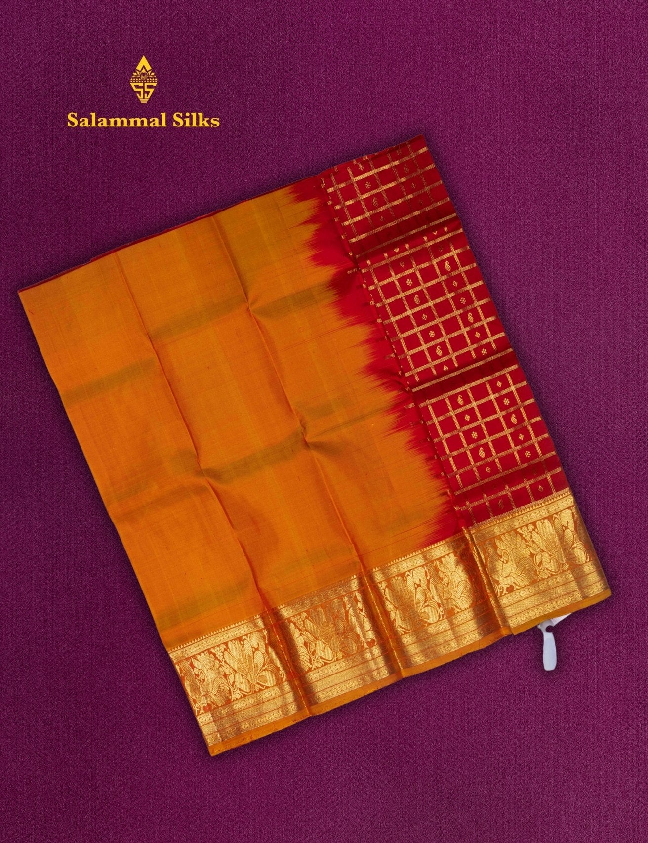 Pure Silk Pattu Pavadai (Red) With Mustard Yellow Blouse 18"