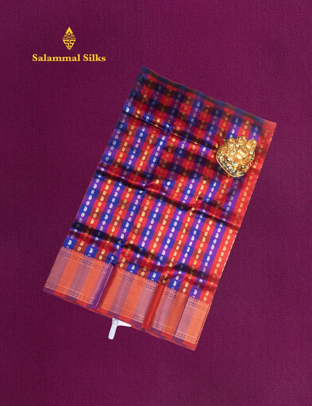 Pure Silk Pattu Pavadai (Multi Colour Checks ) With Red Blouse 27"