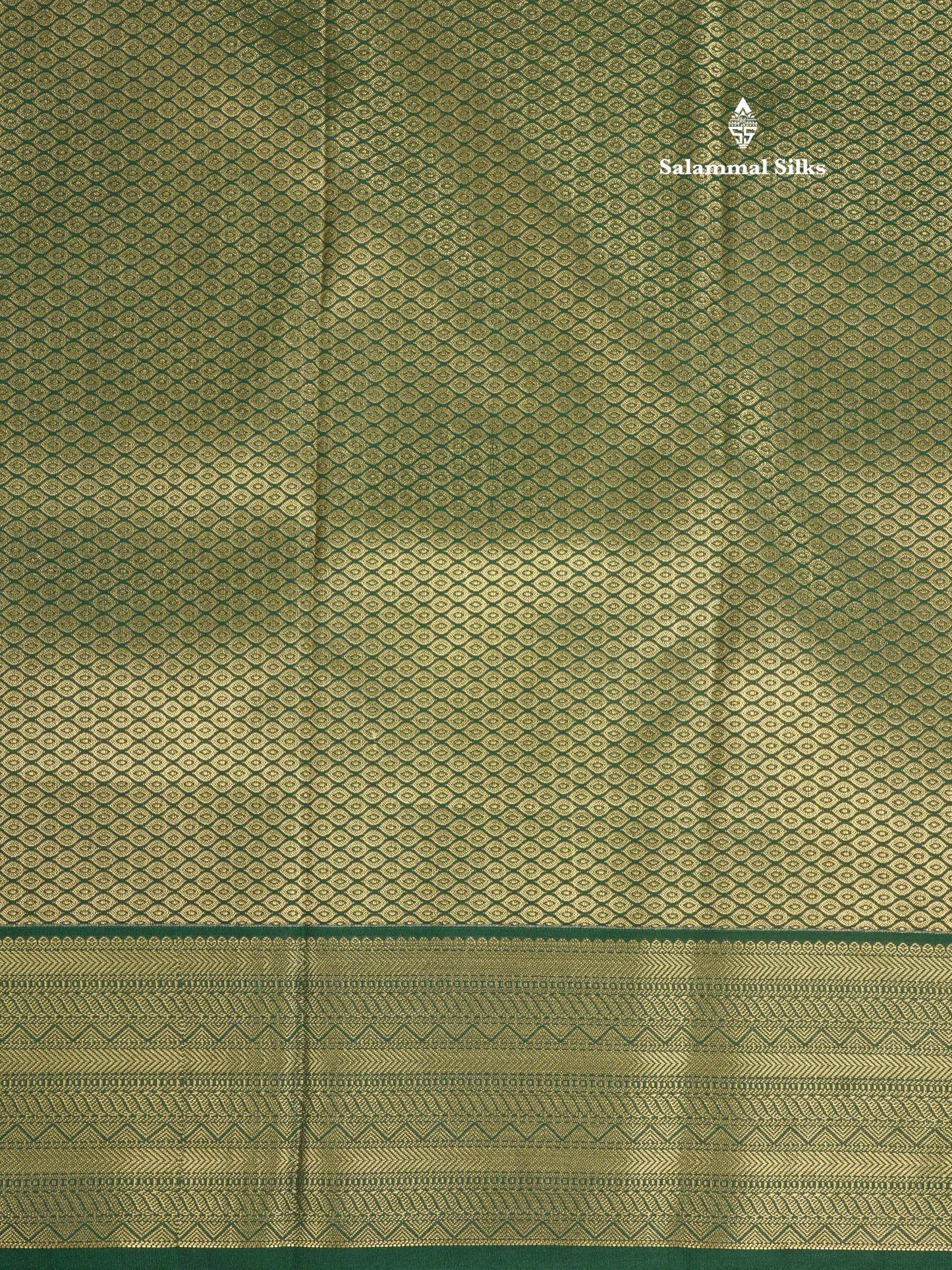 1000 Buttas Light Peach Semi Silk Saree With Contrast Bottle Green Border