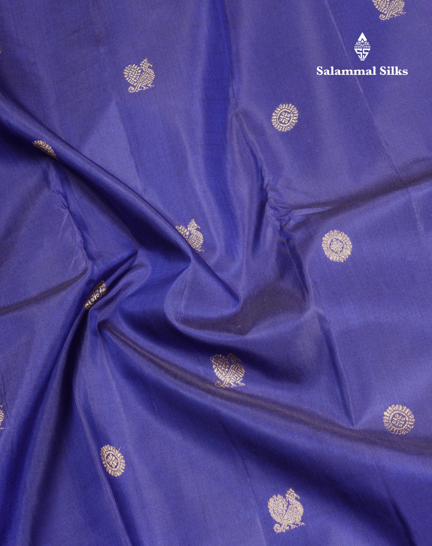 Royal Blue Pure Kanjivaram Silk Saree With Traditional Turning Border