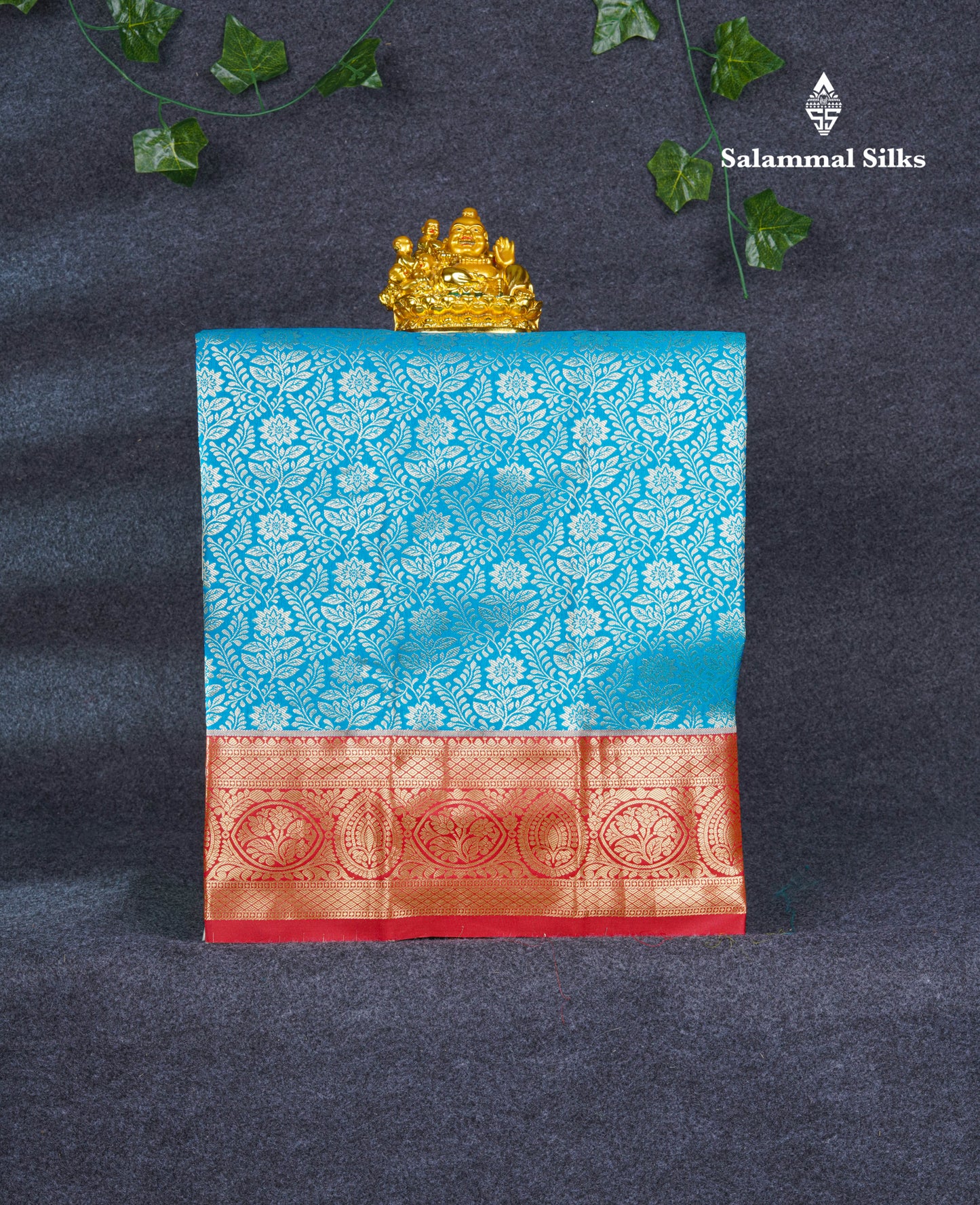 Semi Pattu Pavadai ( Rama Blue ) With Red Blouse 21"