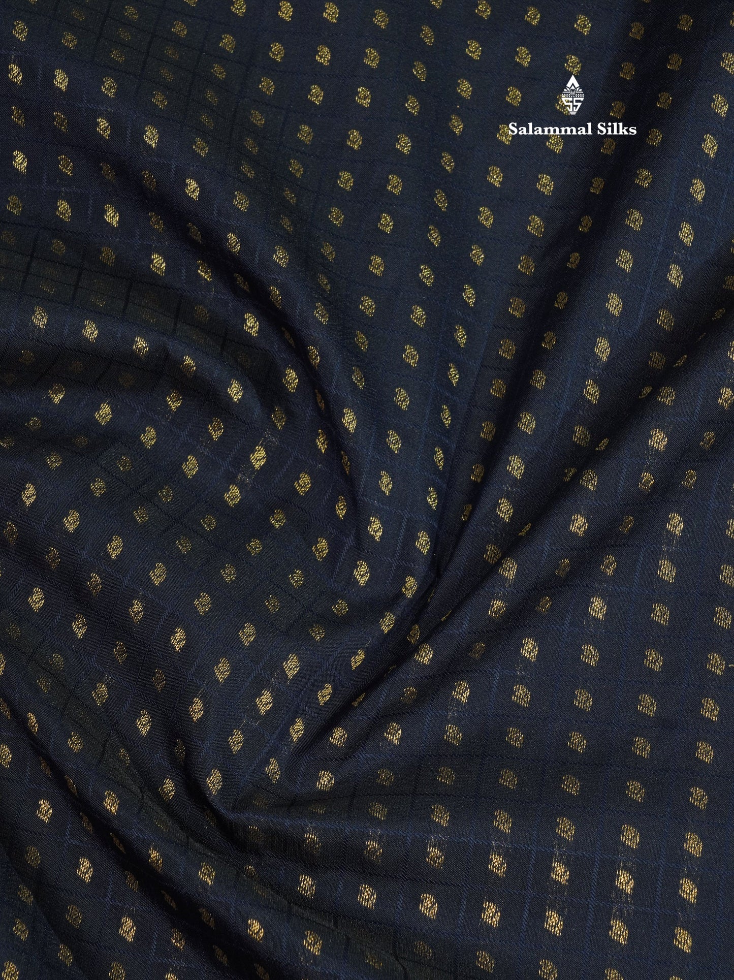 1000 Buttas Dark Navy Blue Semi Silk Saree With Contrast Saffire Green Border