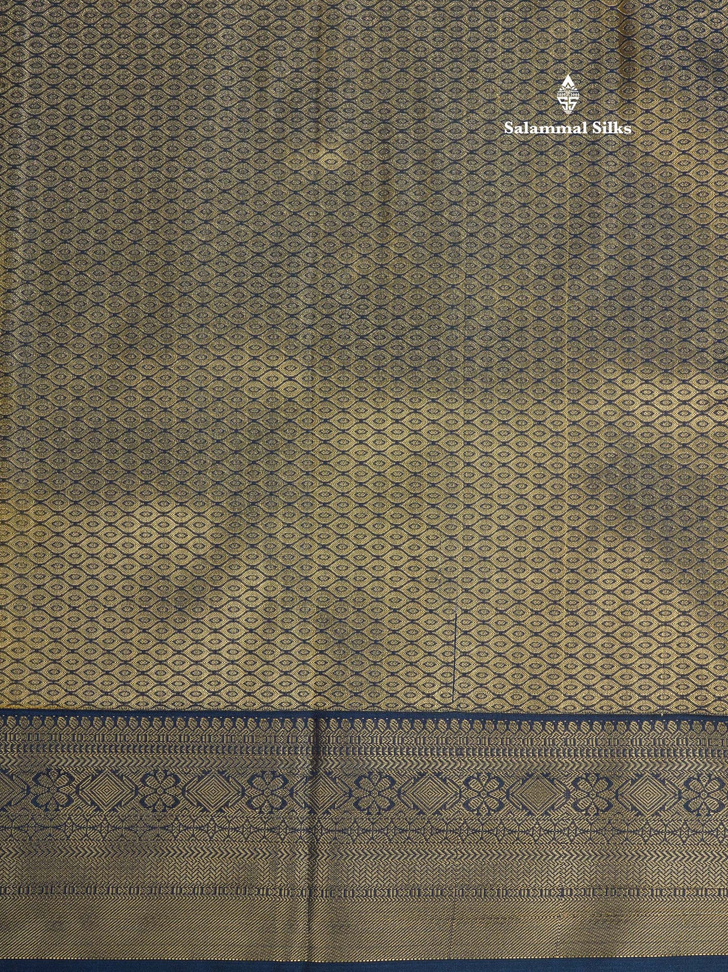 1000 Buttas Grey White Semi Silk Saree With Contrast Navy Blue Border