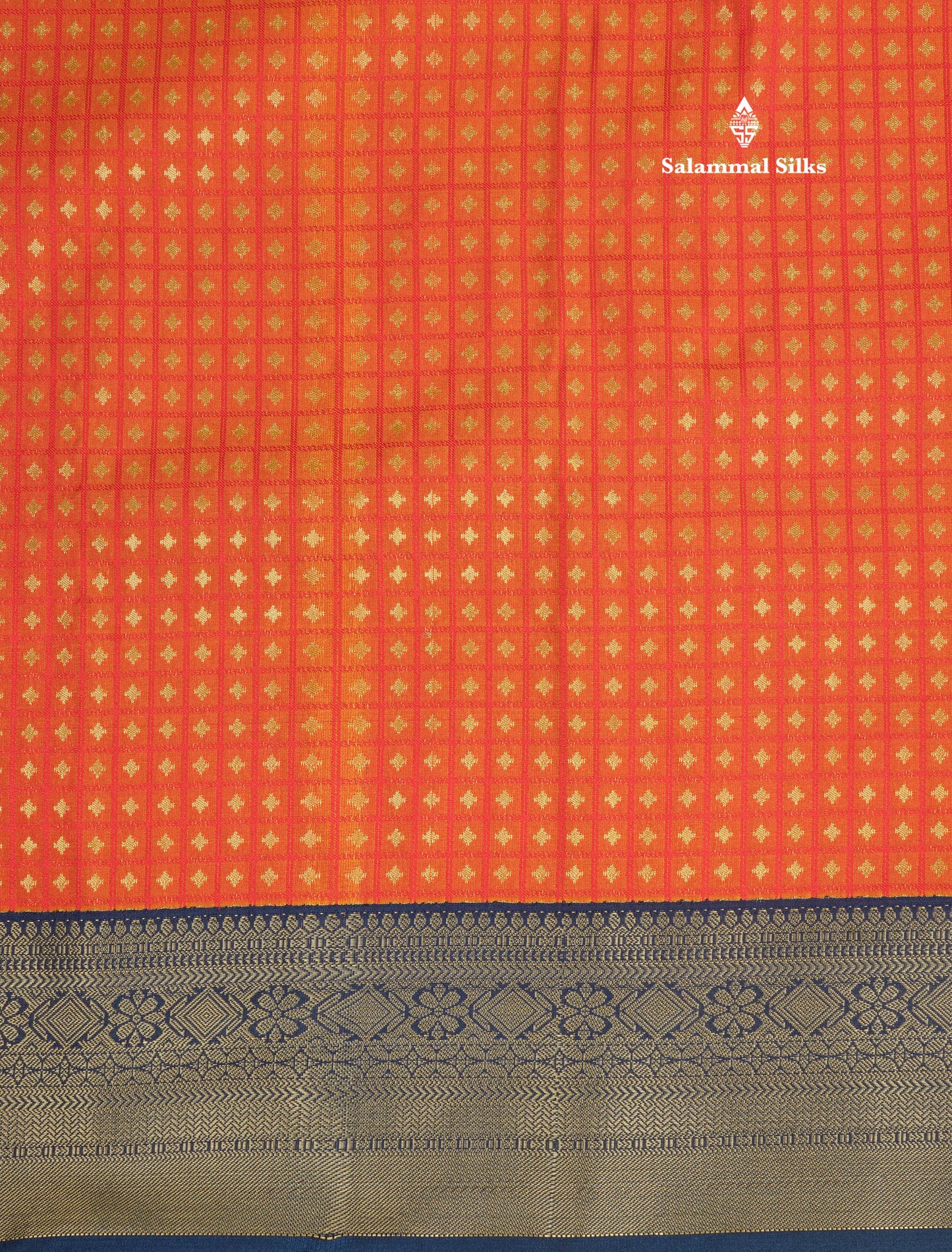 1000 Buttas Grey White Semi Silk Saree With Contrast Navy Blue Border