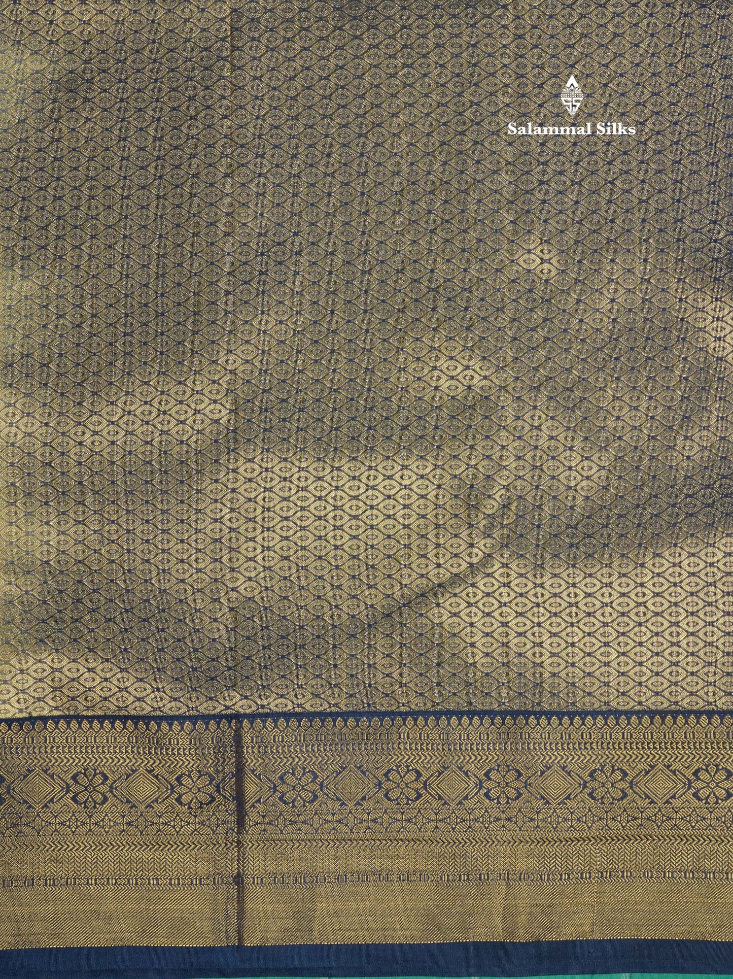 1000 Buttas Grey White Semi Silk Saree With Contrast Navy Blue Border
