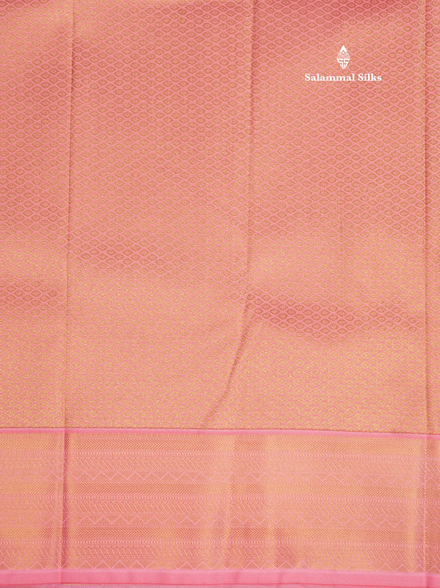 1000 Buttas Light Peach Semi Silk Saree With Contrast Bottle Green Border
