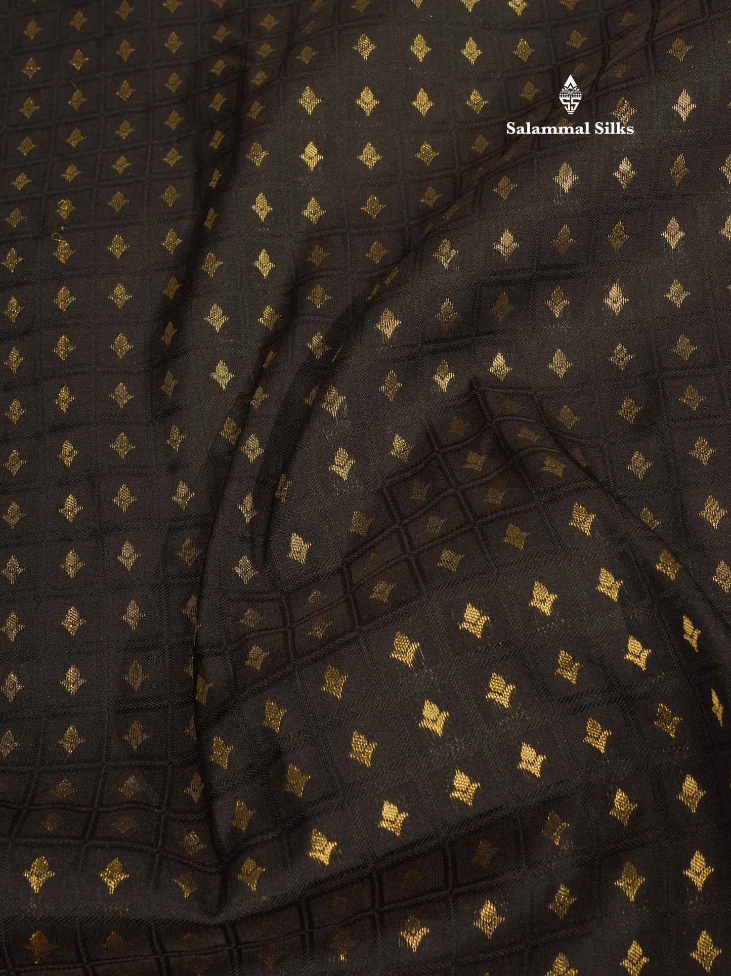 1000 Buttas Black Semi Silk Saree With Contrast Sandal Border