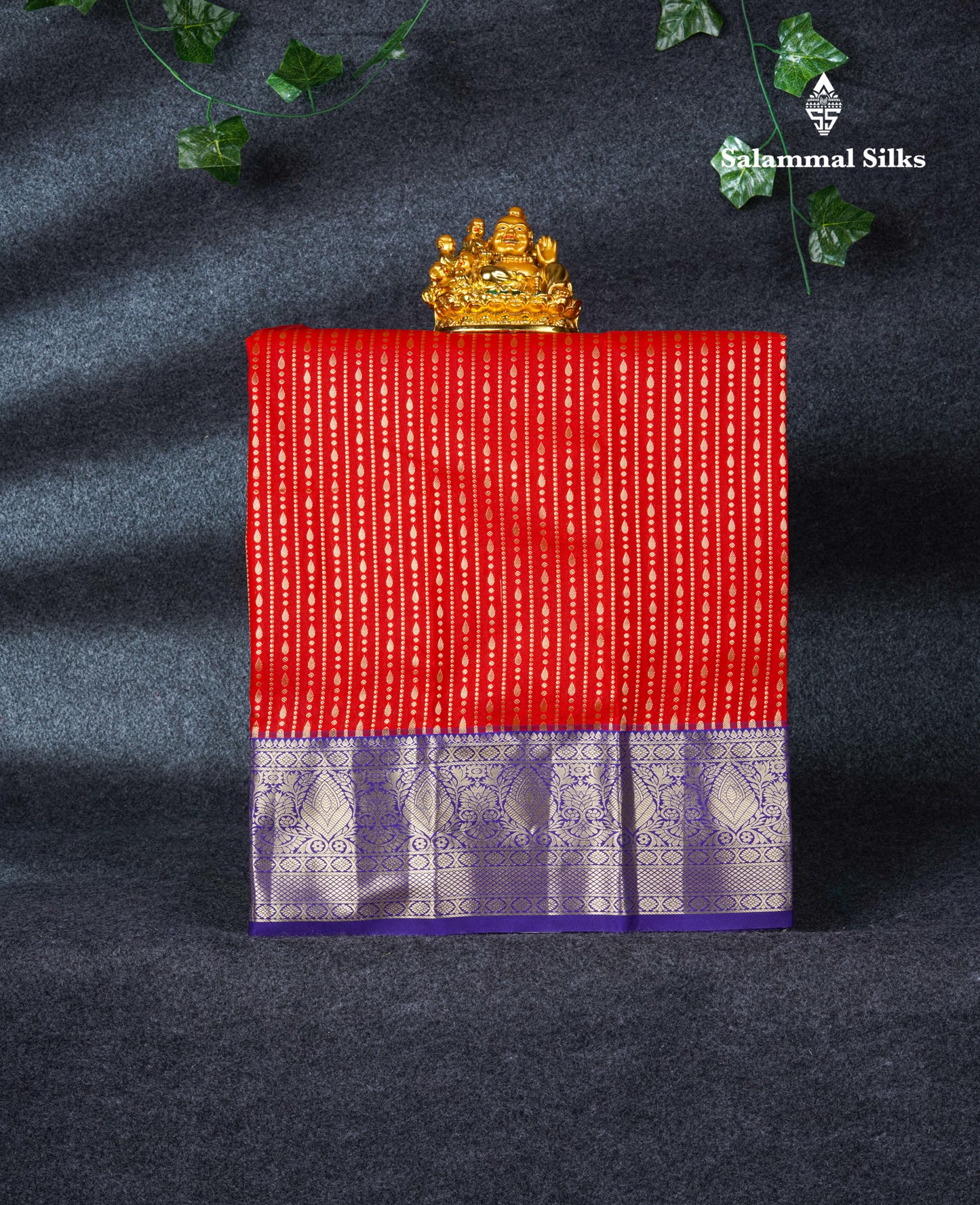 Semi Silk Pattu Pavadai ( Chilly Red ) With Violet Blouse 21"