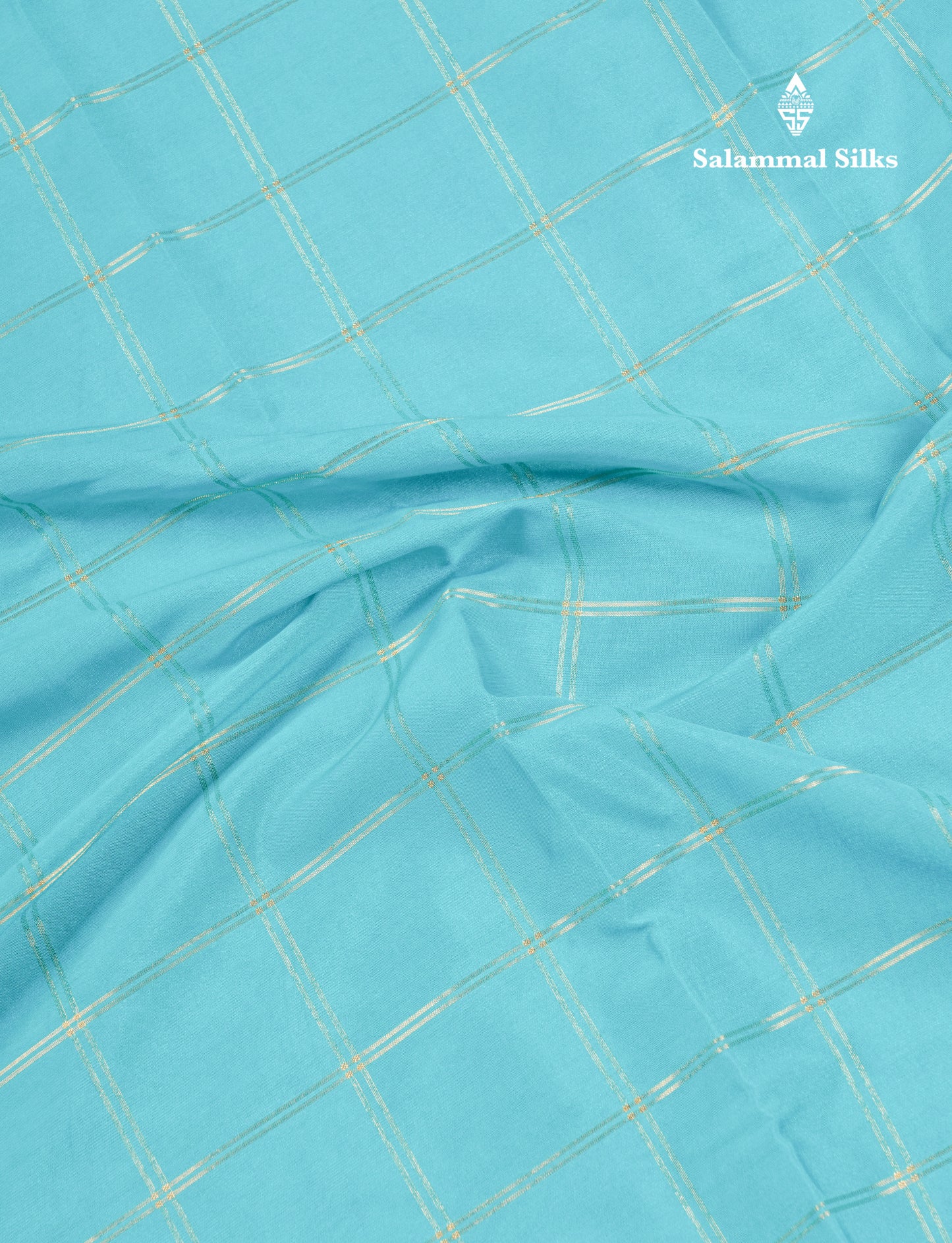 Sapphire Blue Semi Mysore Crepe Saree With Contrast Navy Blue Small Border