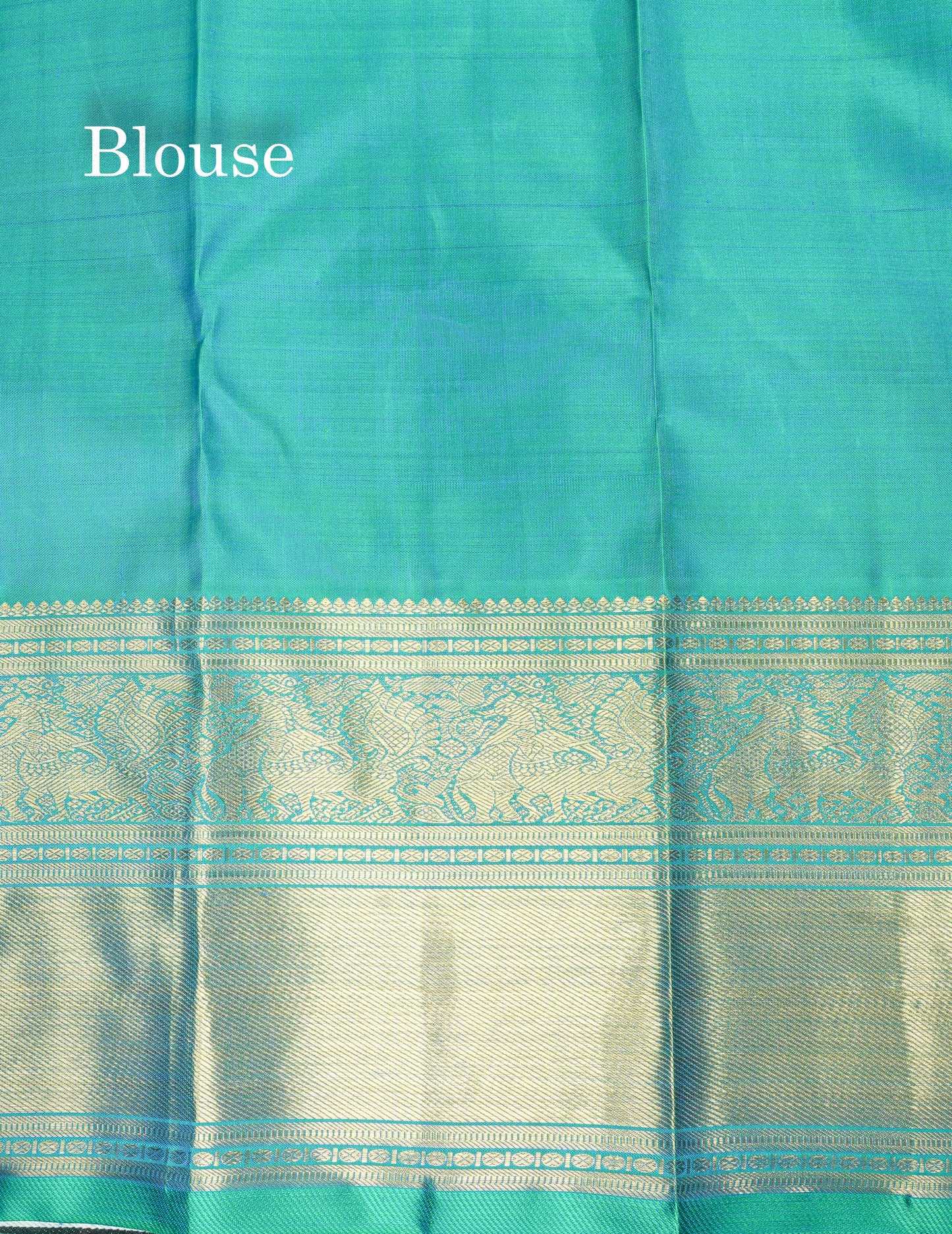 Peacock Blue Pure Kanjivaram Silk Saree (2G) Zari With Traditional Gold Zari Border