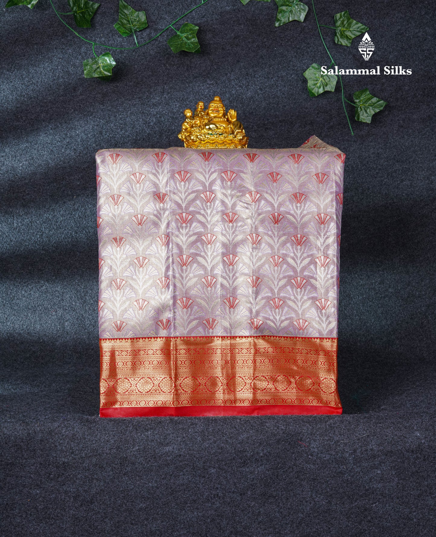 Semi Silk Pattu Pavadai Tissue (Lavender) With Red Blouse 21"