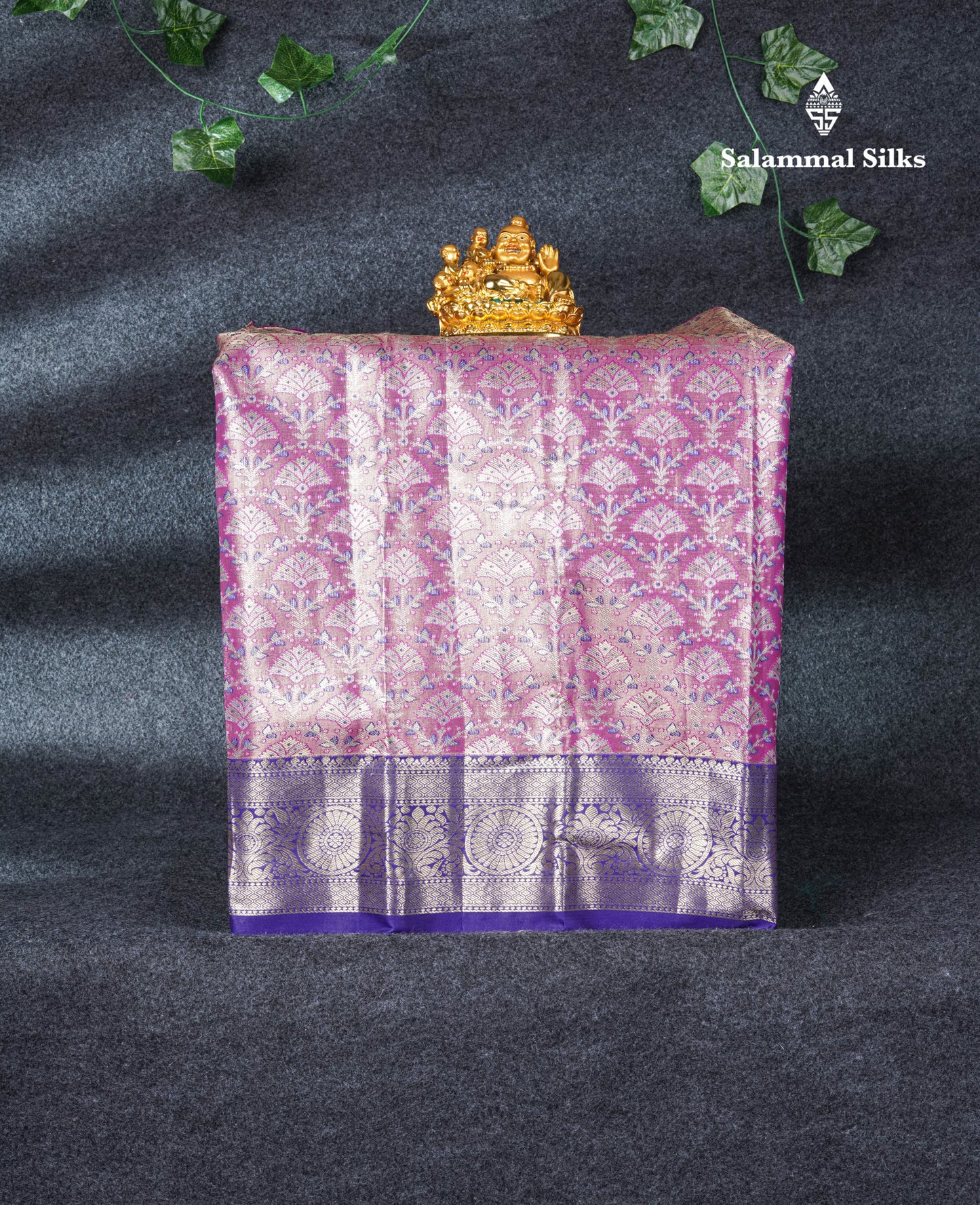 Semi Silk Pattu Pavadai Tissue (Purple) With Violet Blouse 21"