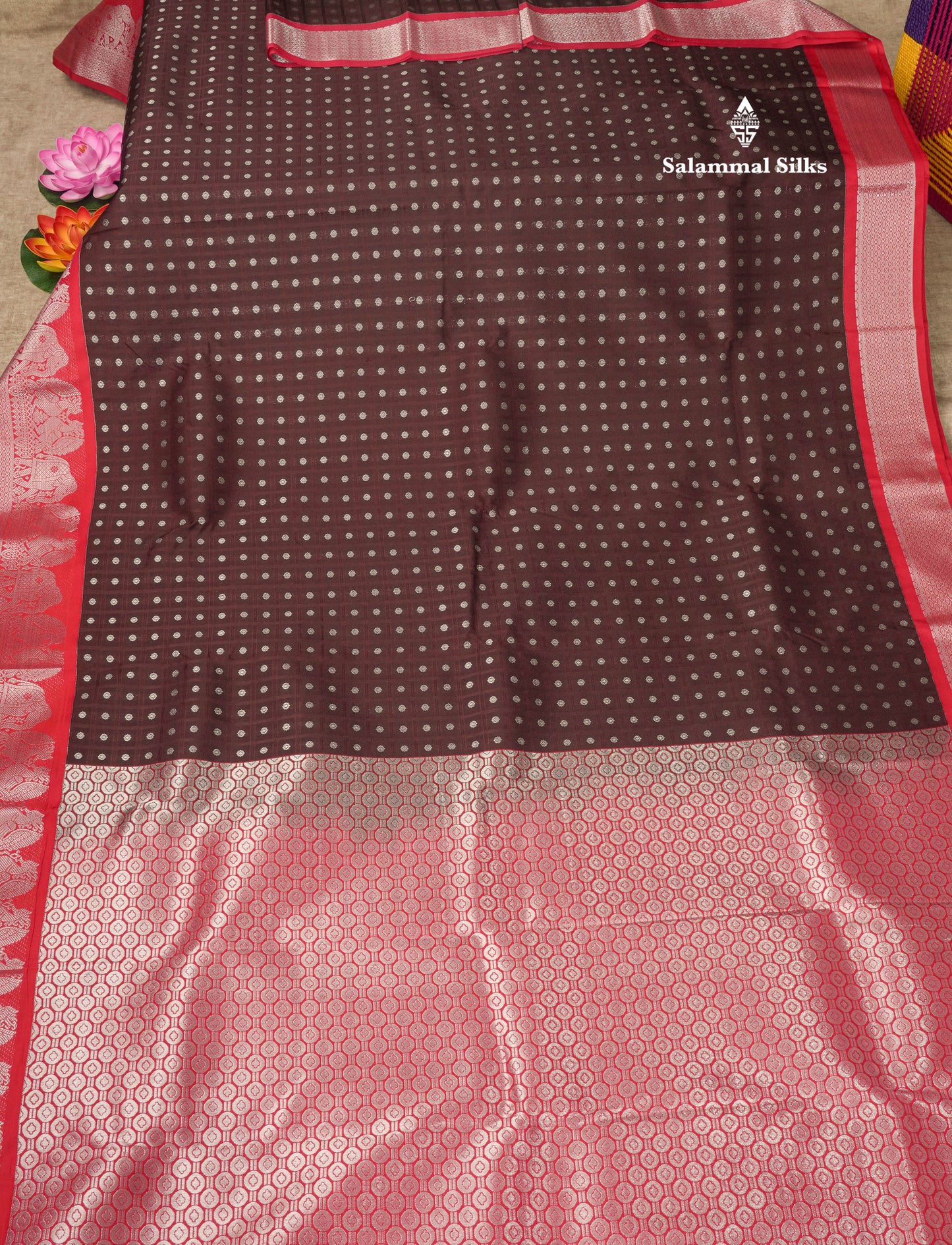 1000 Buttas Mustard Yellow Semi Silk Saree With Contrast Pink Traditional Border