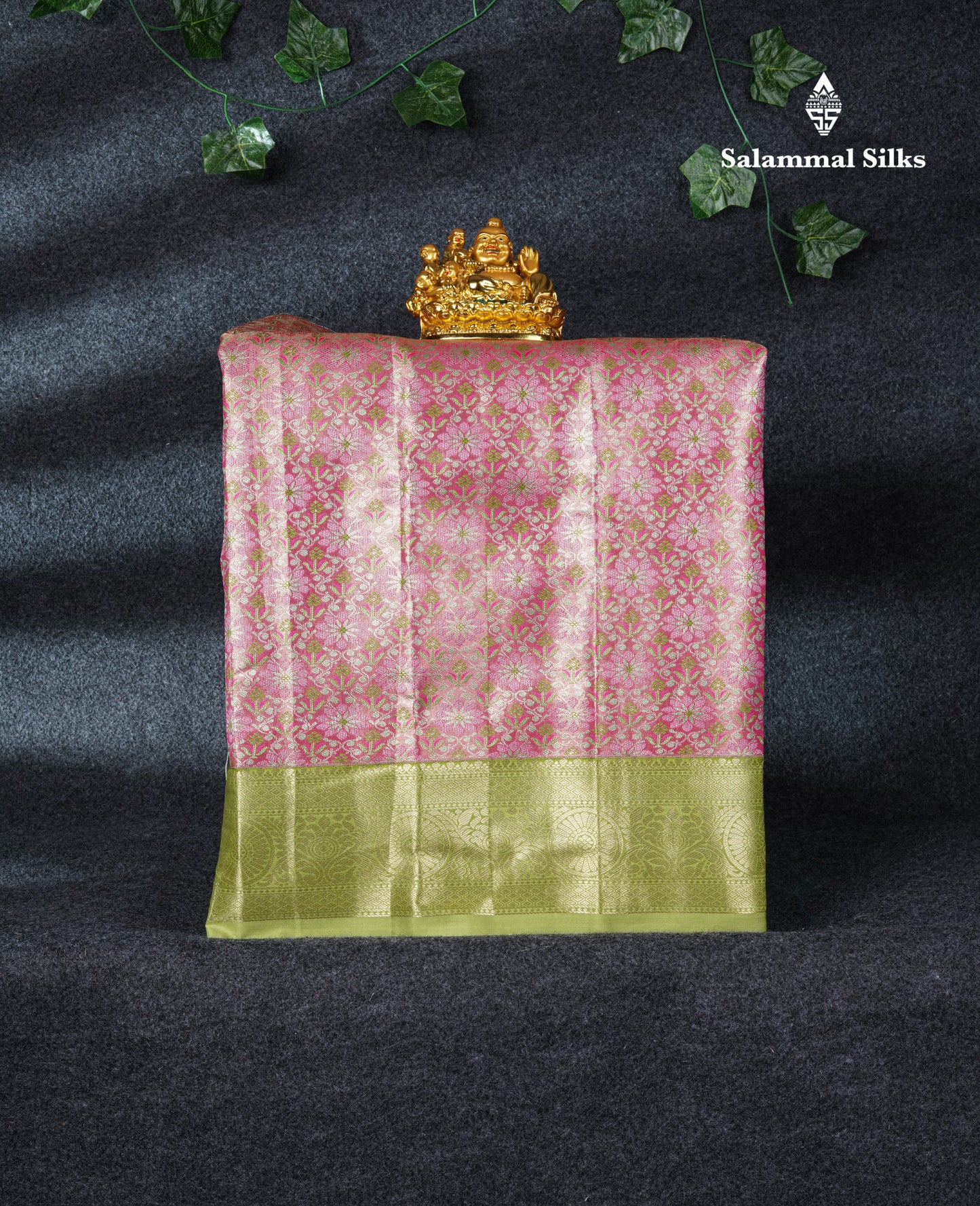 Semi Silk Pattu Pavadai Tissue (Pink) With Pista Green Blouse 21"