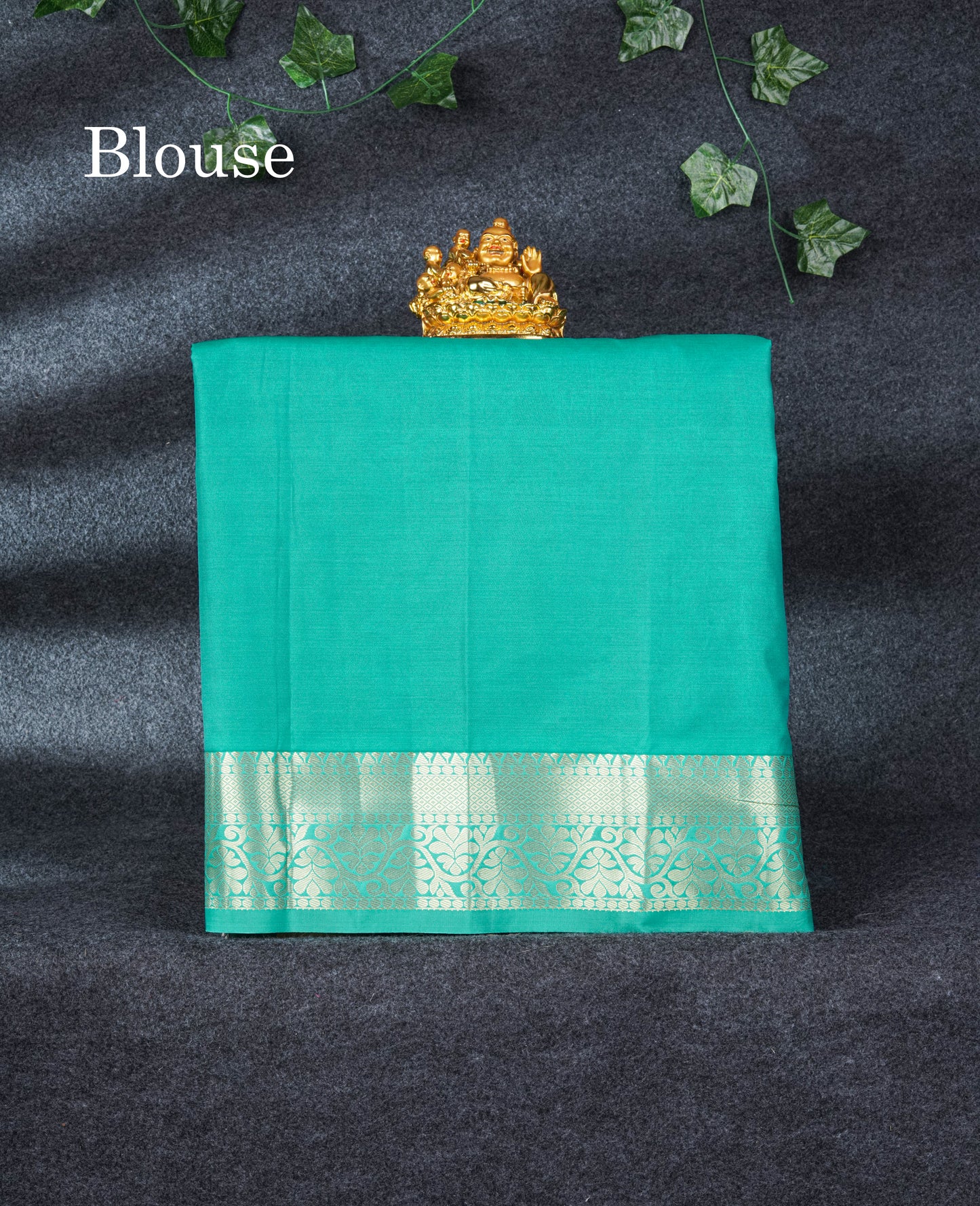 Semi Silk Pattu Pavadai ( Chilly Red ) With Sapphire Green Blouse 21"