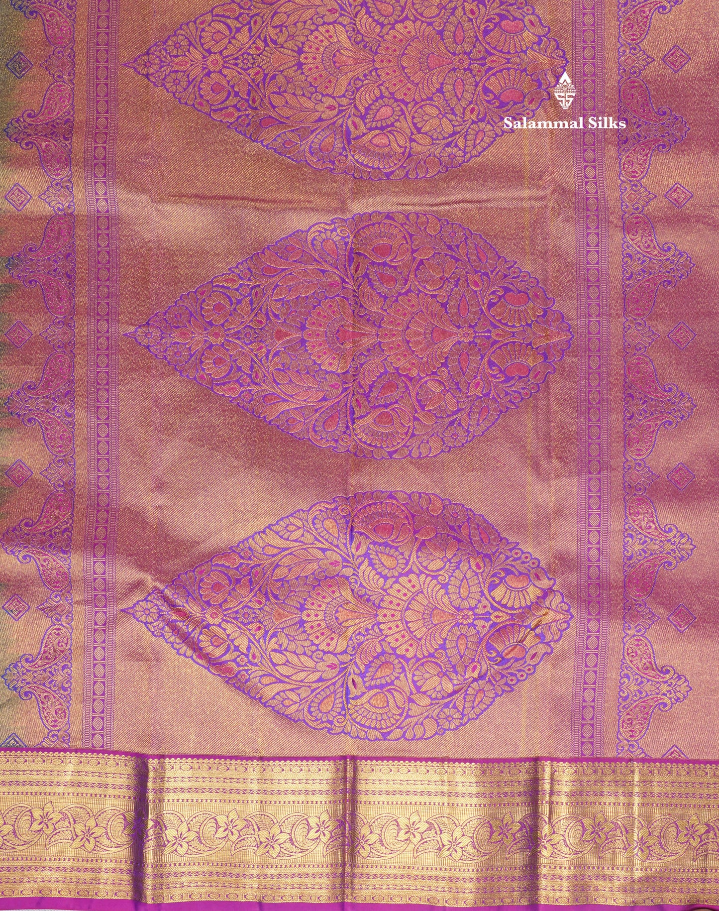 Peacock Blue Beautiful Bridal Pure Kanjivaram Silk Saree With Contrast Vadamalli Border