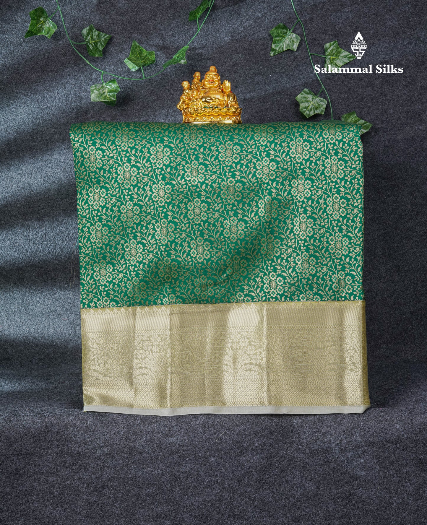 Semi Silk Pattu Pavadai (Bottle Green) with Sandal Blouse 26.5"