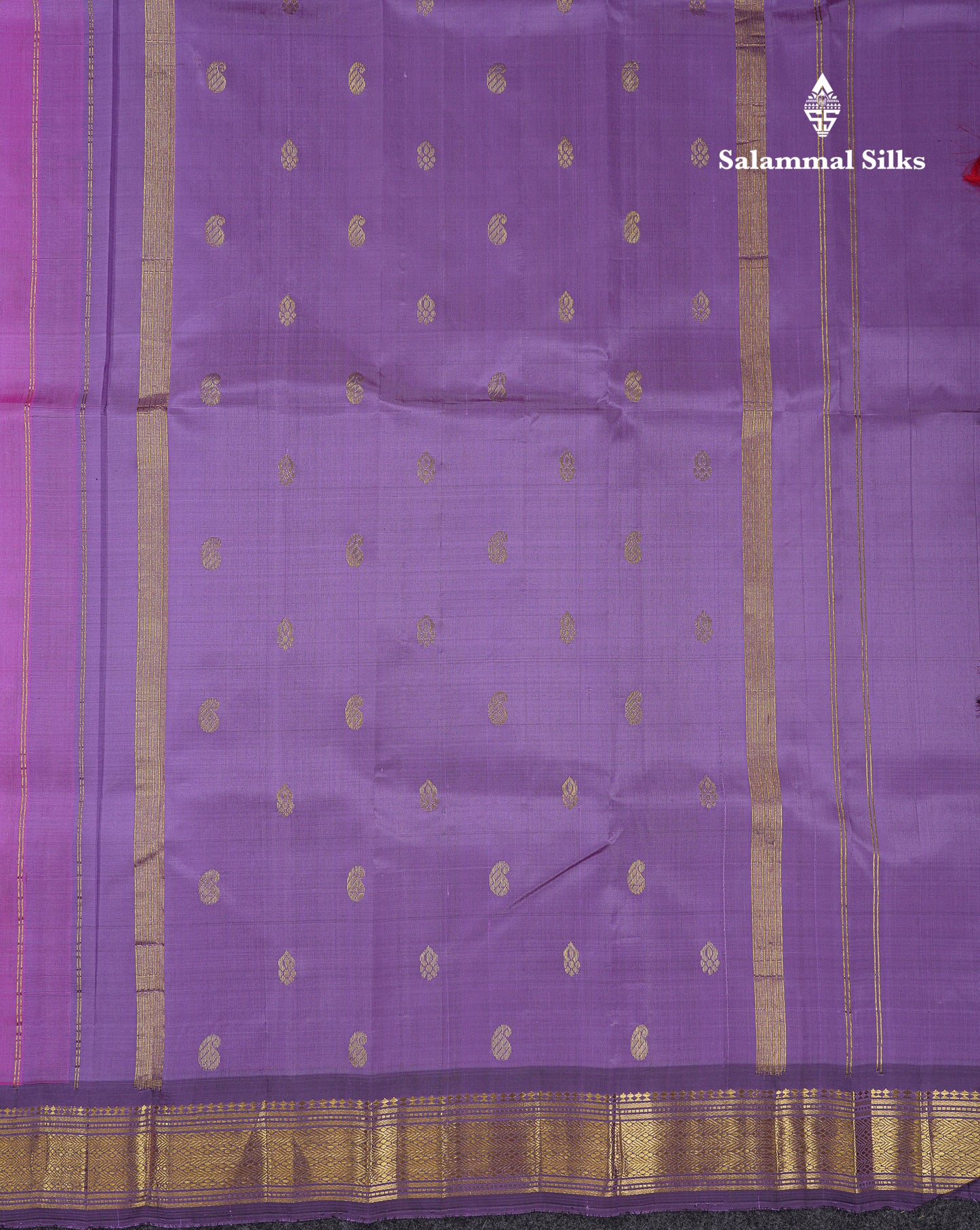 Beautiful Lavender Pure Kanjivaram Silk Saree With Contrast Light Violet Traditional One Side Border