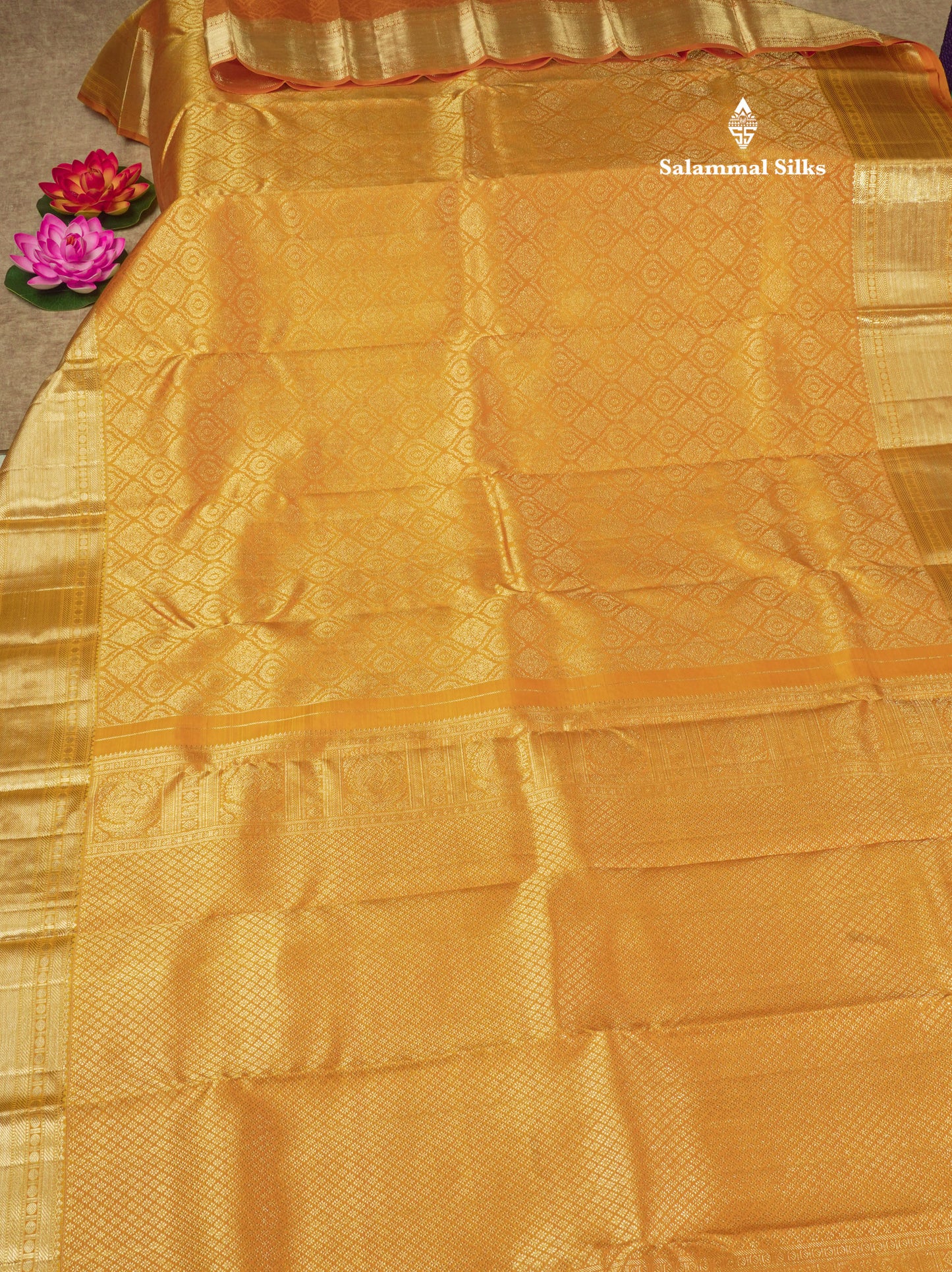 Mustard Yellow Bridal Pure Kanjivaram Silk Saree With Traditional Border