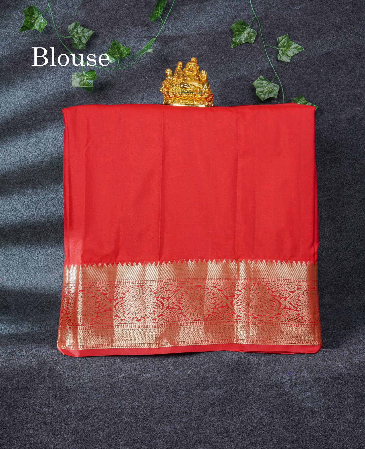 Semi Silk Pattu Pavadai (Bottle Green) with Chilly Red Blouse 26.5"