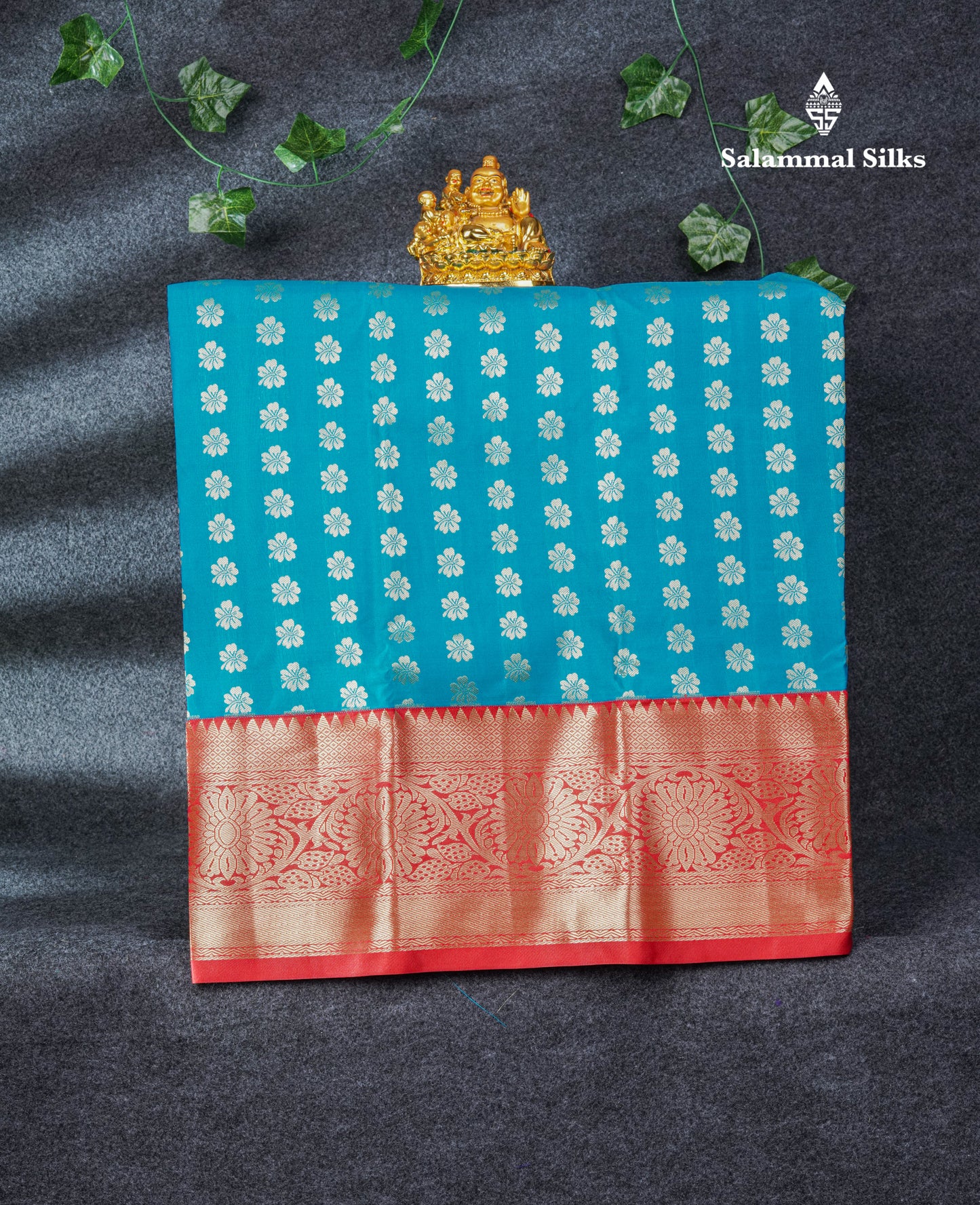 Semi Silk Pattu Pavadai (Blue) with Chilly Red 27"