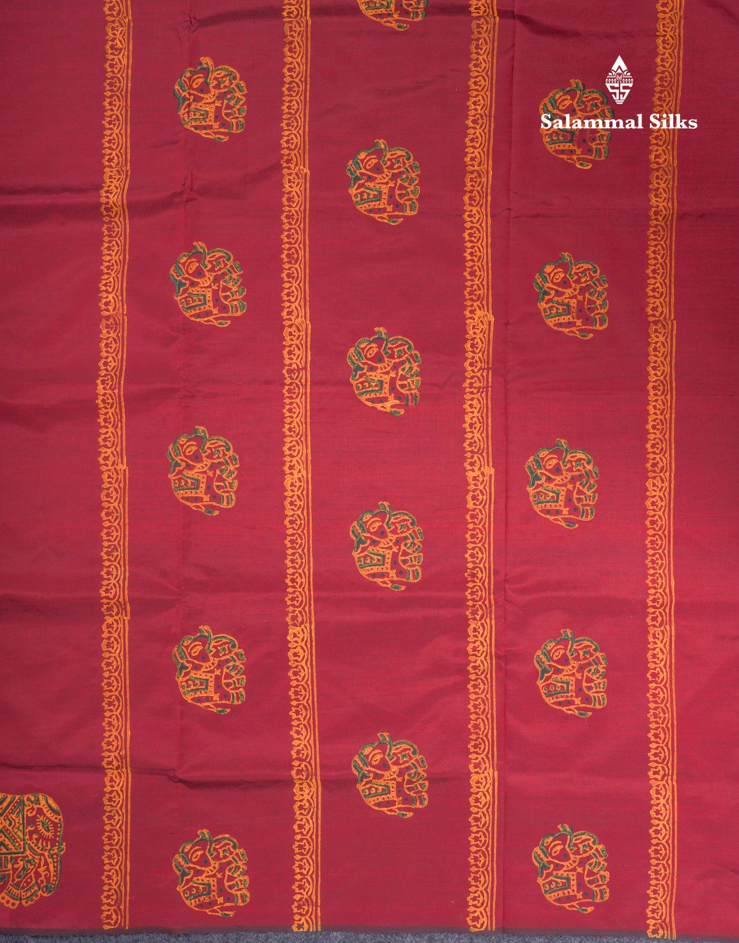 Bottle Green South Cotton Printed Saree With Contrast Manthulir Yellow Blouse