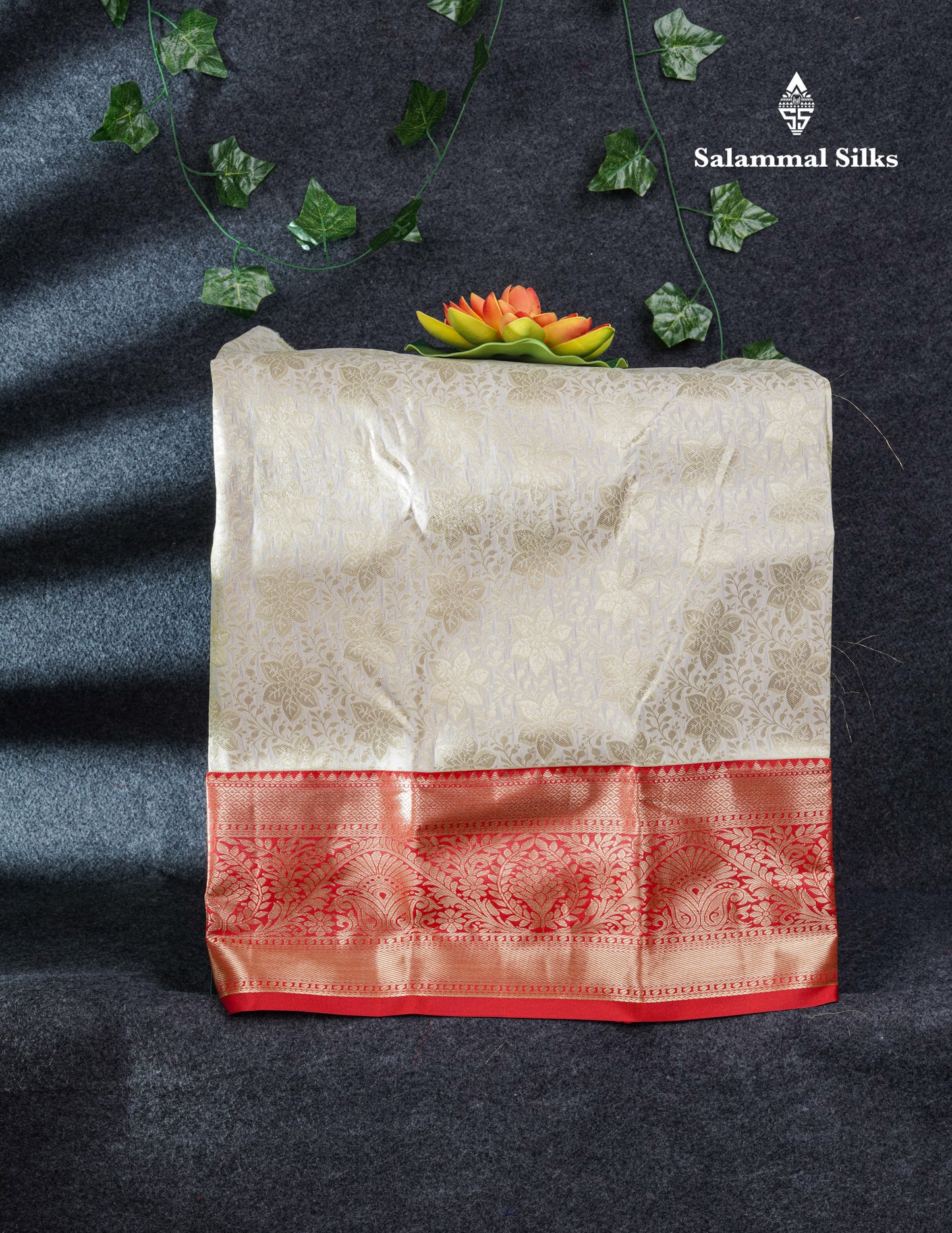 Semi Silk Pattu Pavadai (Half White) with Chilly Red Blouse 27"